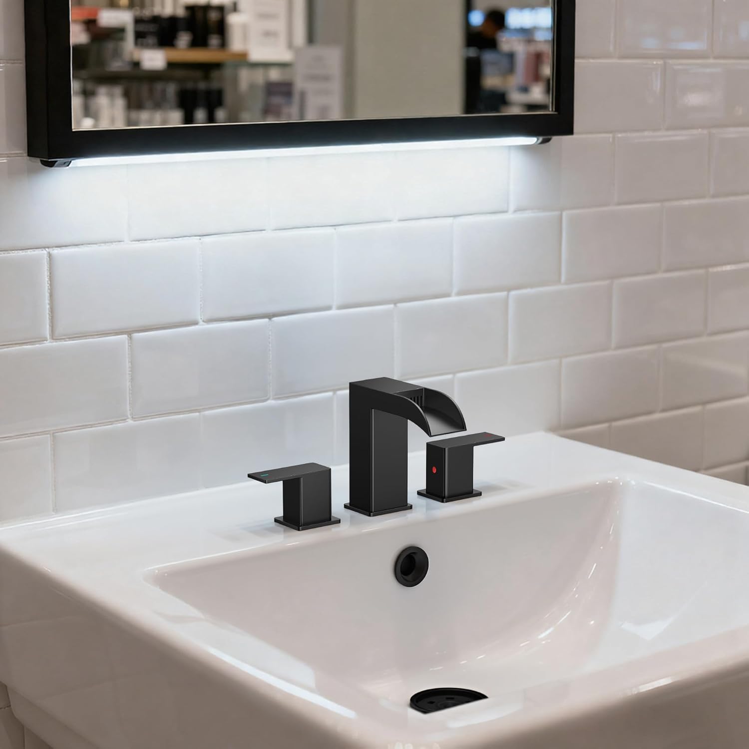 FORIOUS Square Matte Black Bathroom Faucets