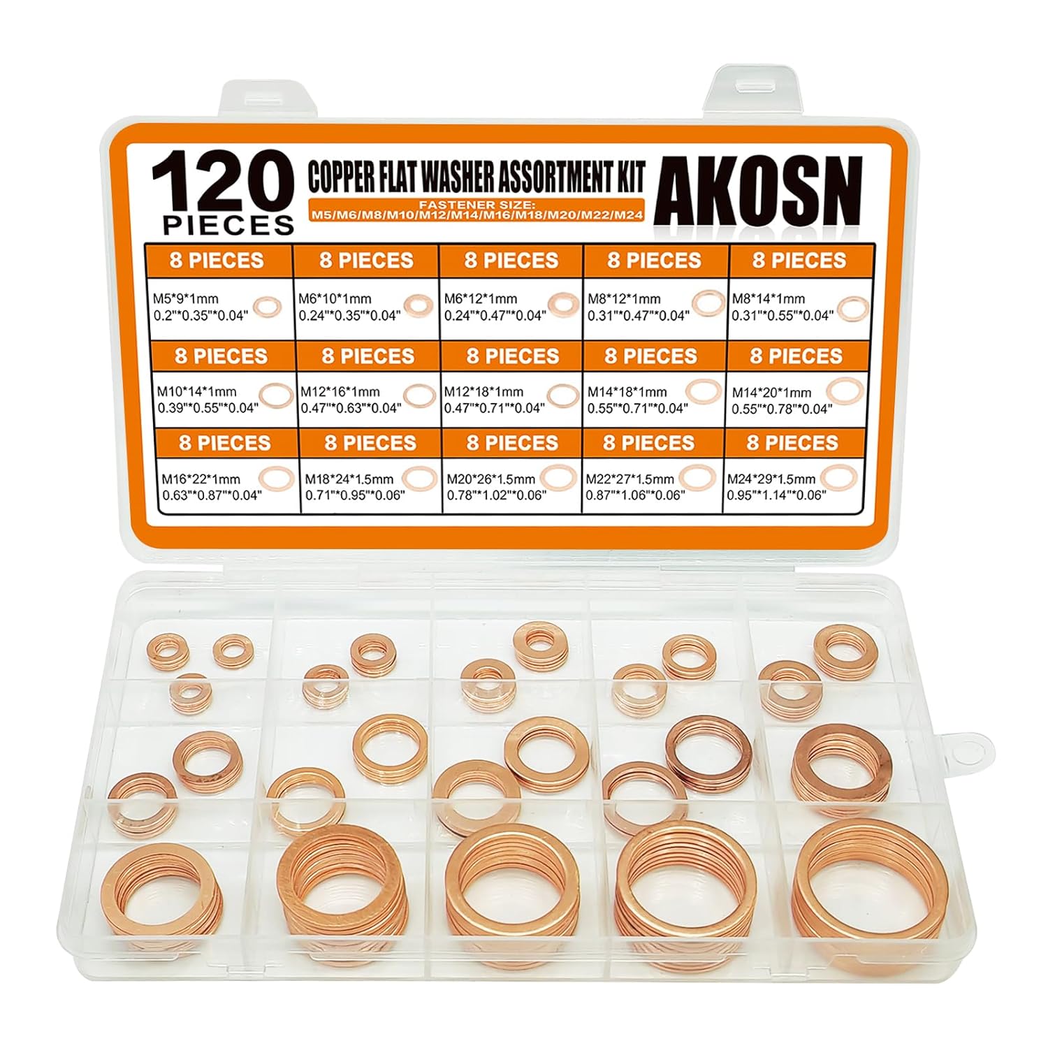 Premium Copper Crush Washer Assortment Kit