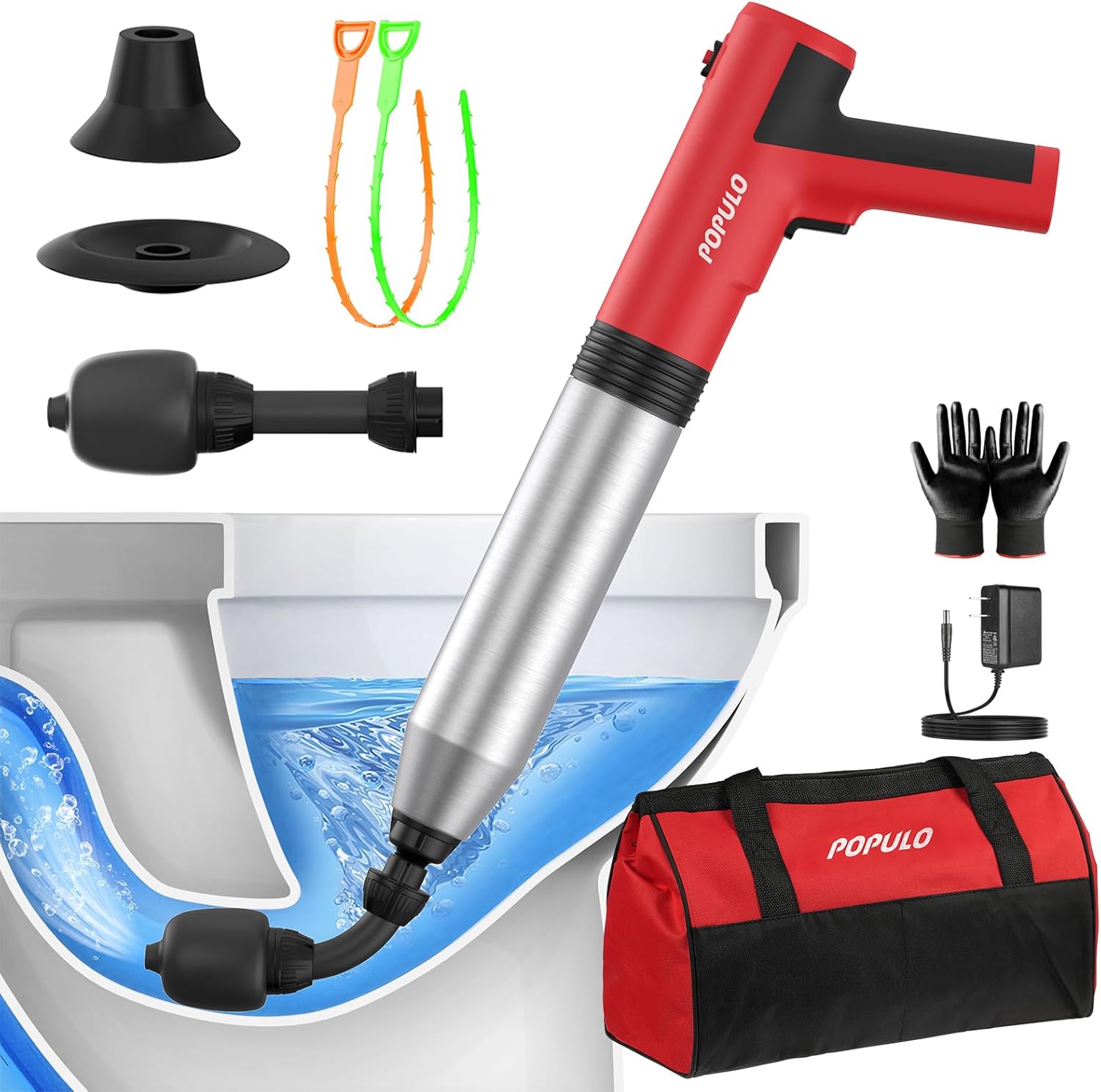 POPULO Electric Toilet Plunger Swift High Pressure