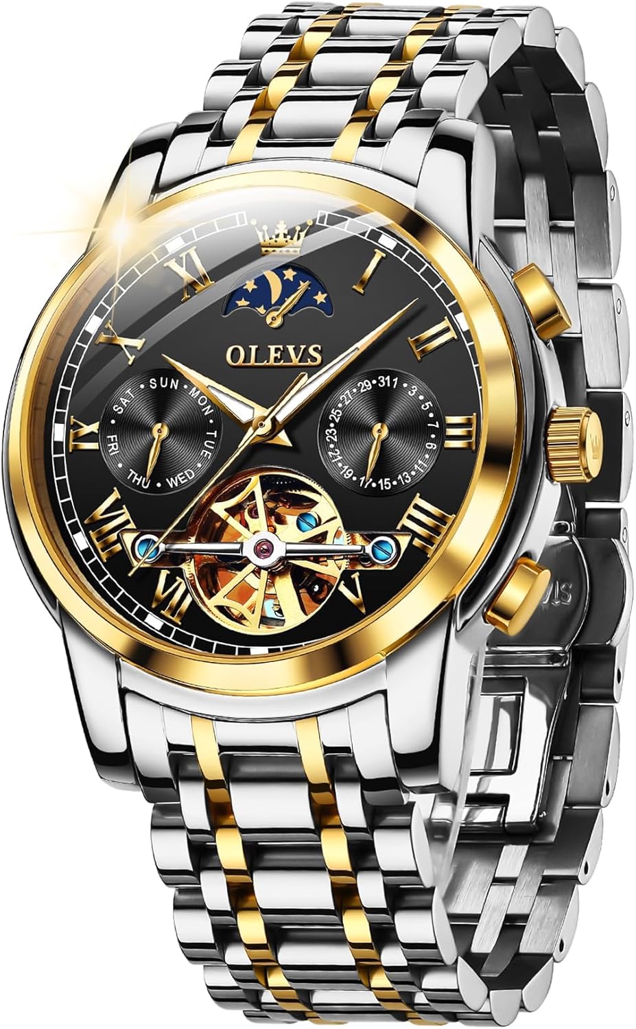 OLEVS Mens Automatic Watches Skeleton Mechanical