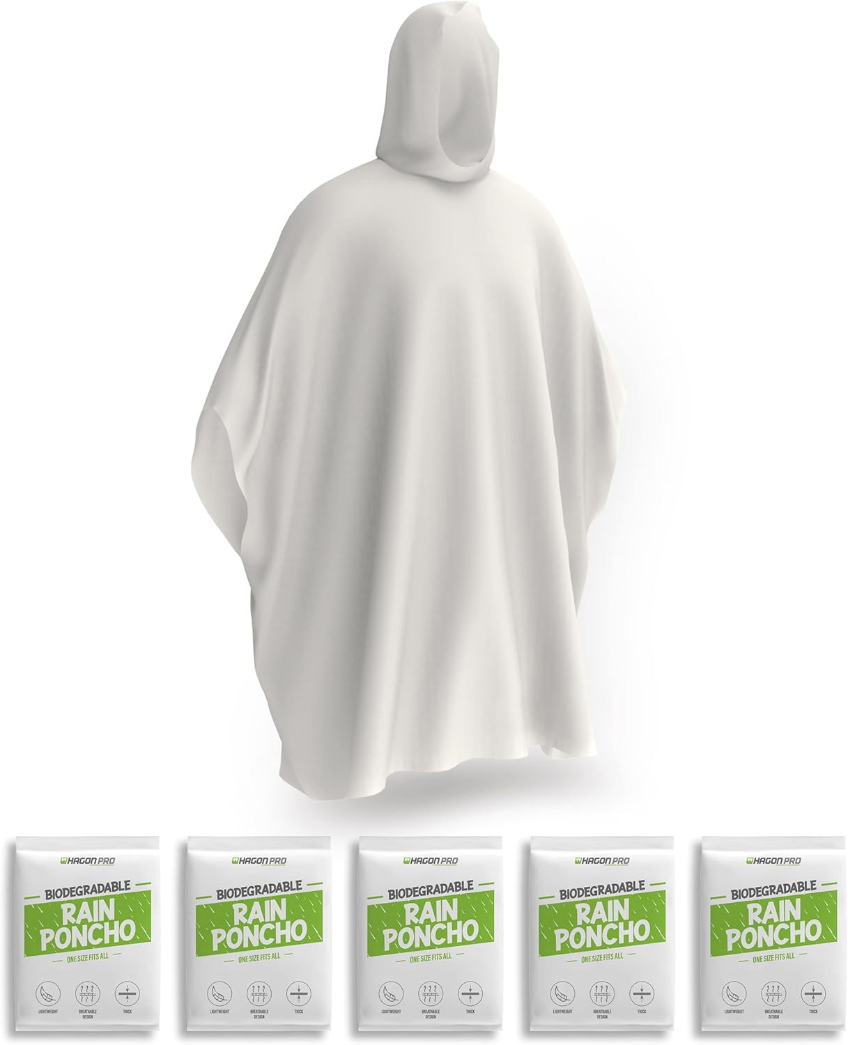 Hagon PRO Disposable Rain Ponchos for Adults