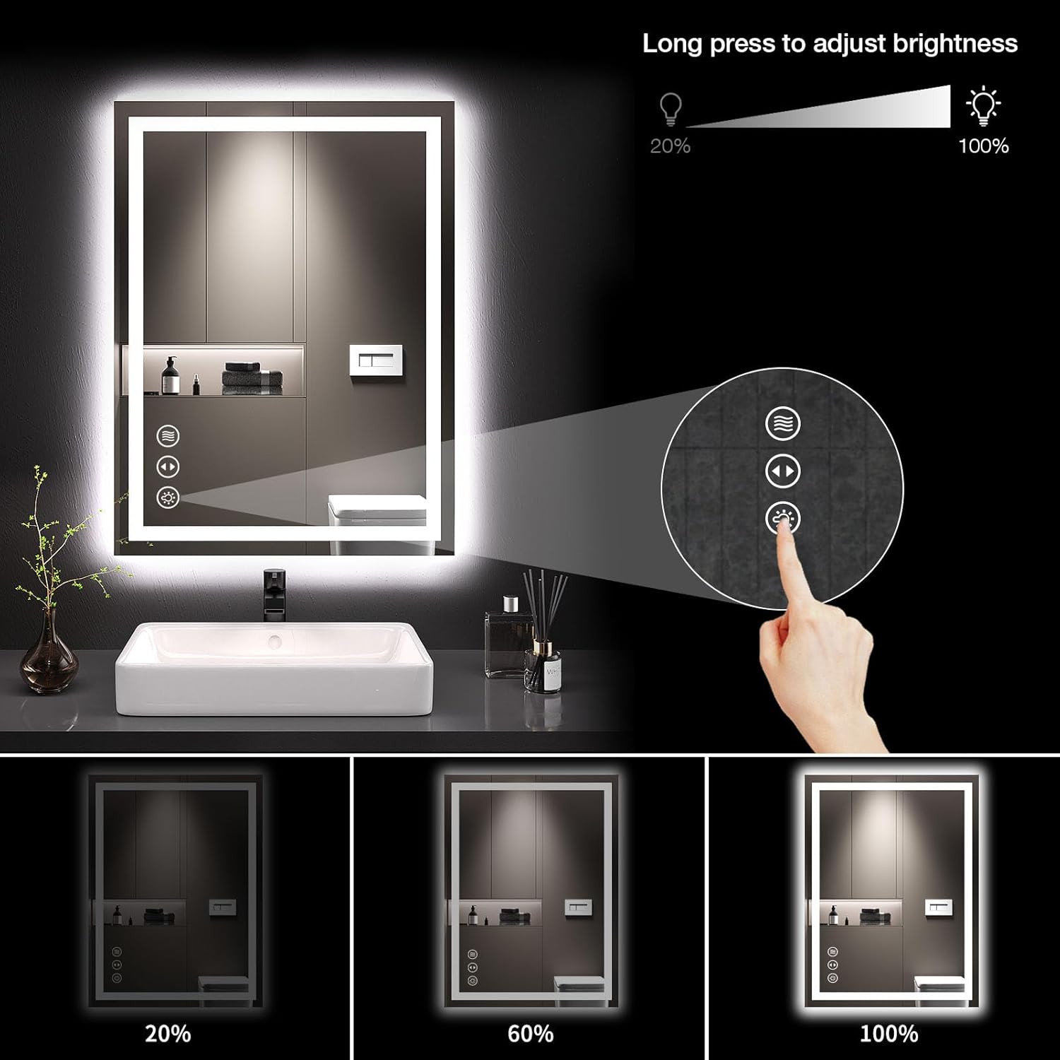 LOAAO 24X32 LED Bathroom Mirror with Lights