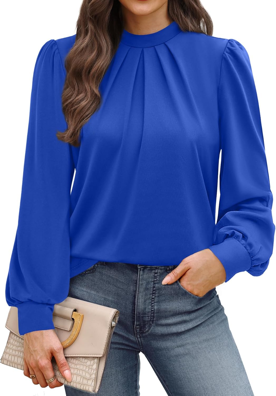 WIHOLL Women’s Mock Neck Blouse Top