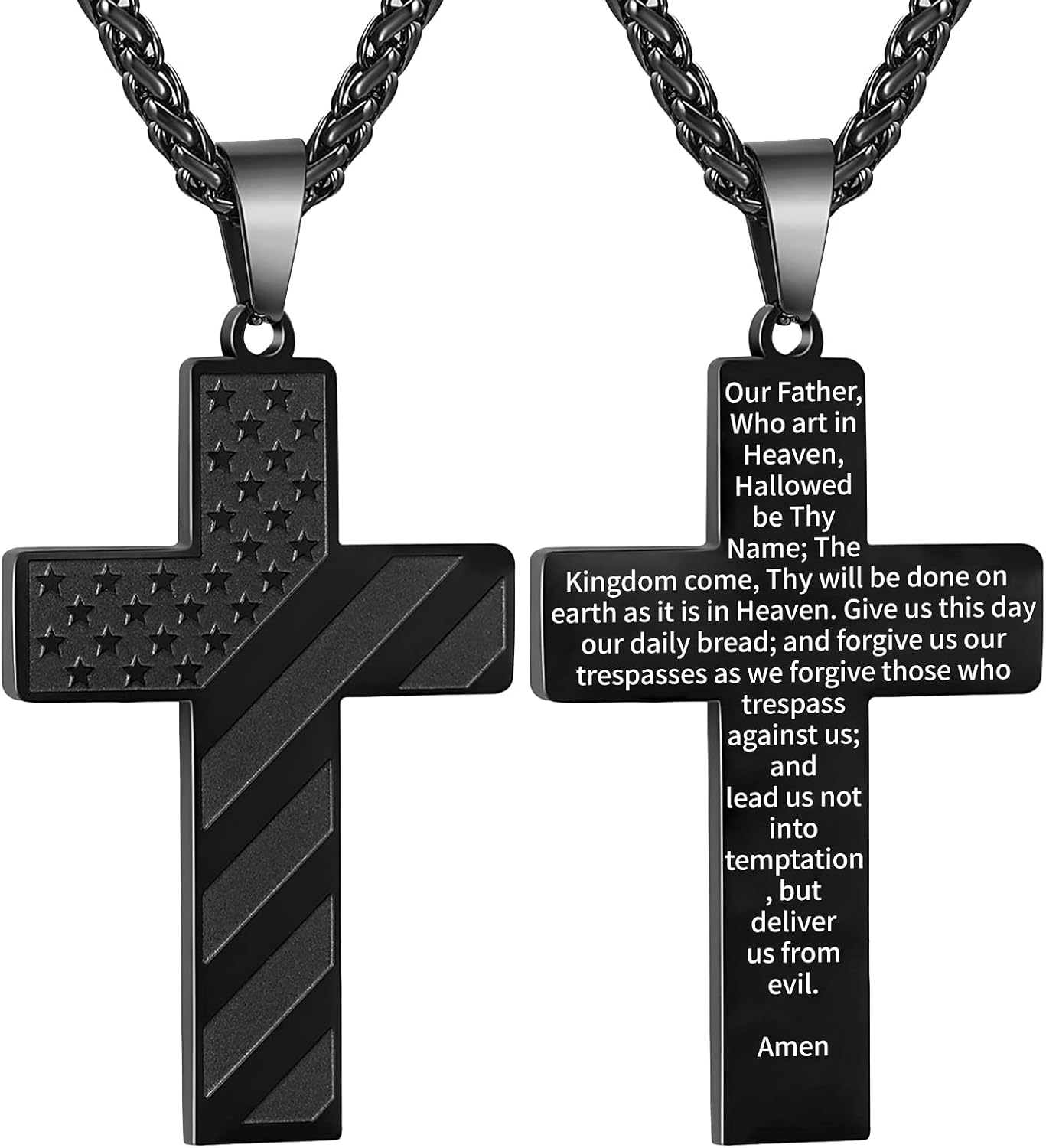 DuoDiner Cross Necklace Bible Verse Stainless Steel