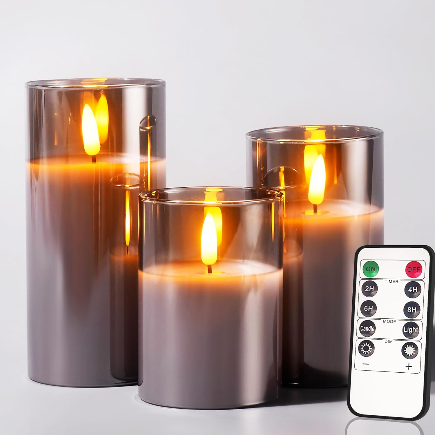Glass LED Flameless Candles, Remote & Timer