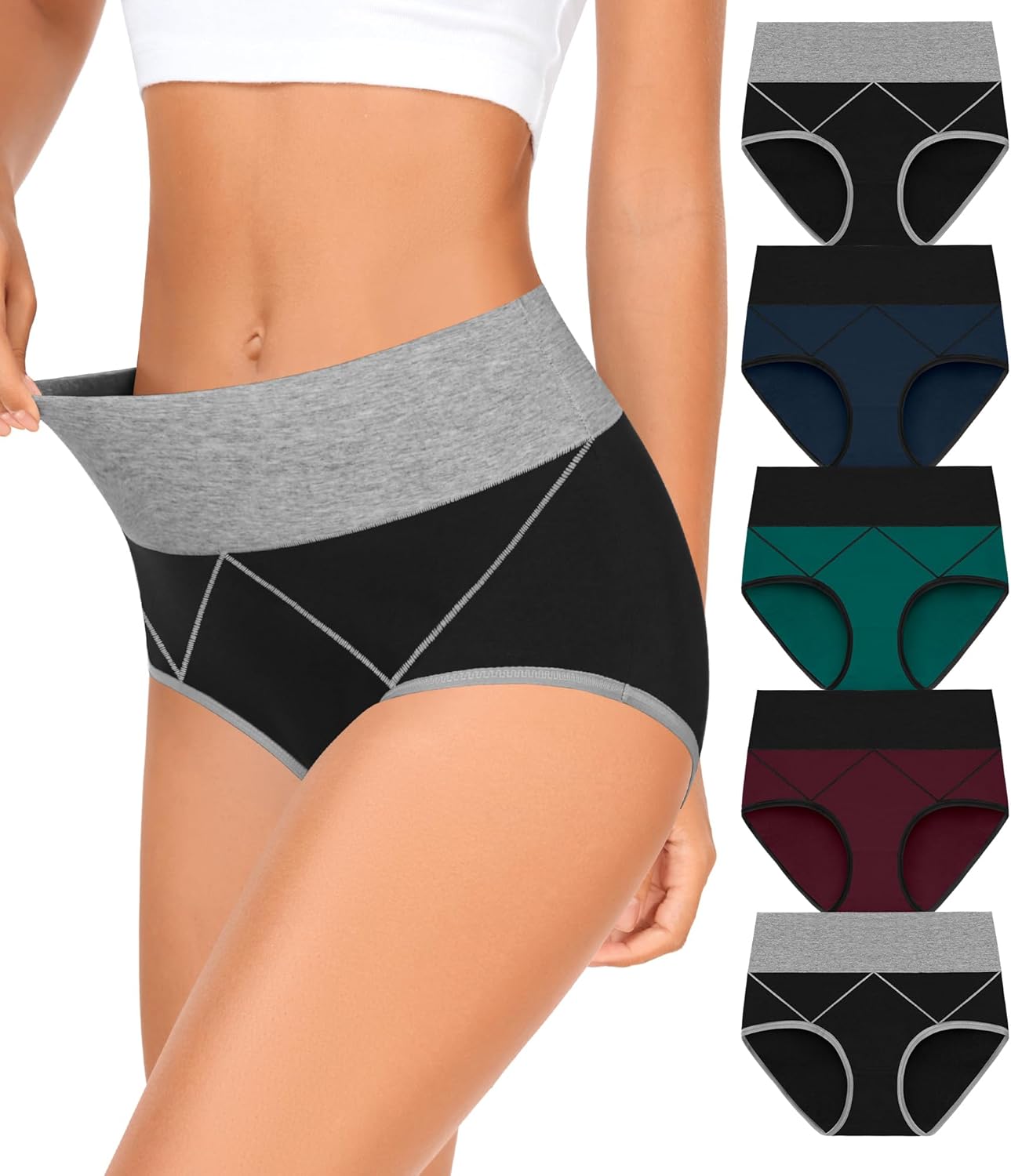 MISSWHO Women's High-Waisted Cotton Underwear