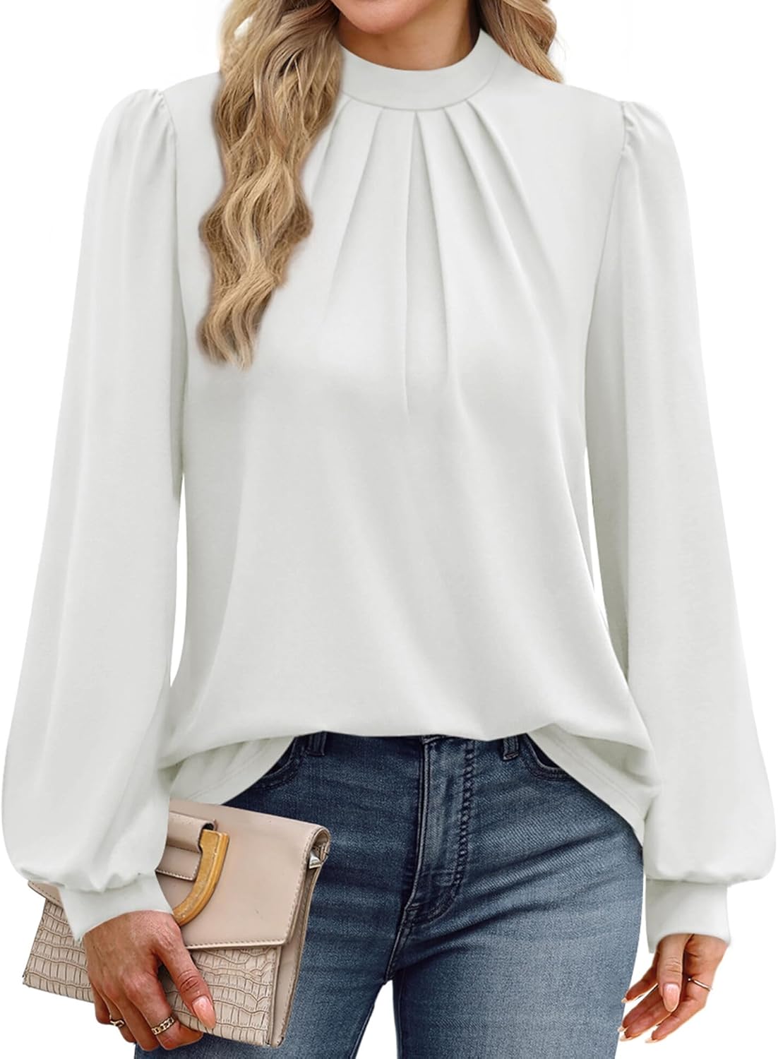 WIHOLL Women’s Mock Neck Blouse Top