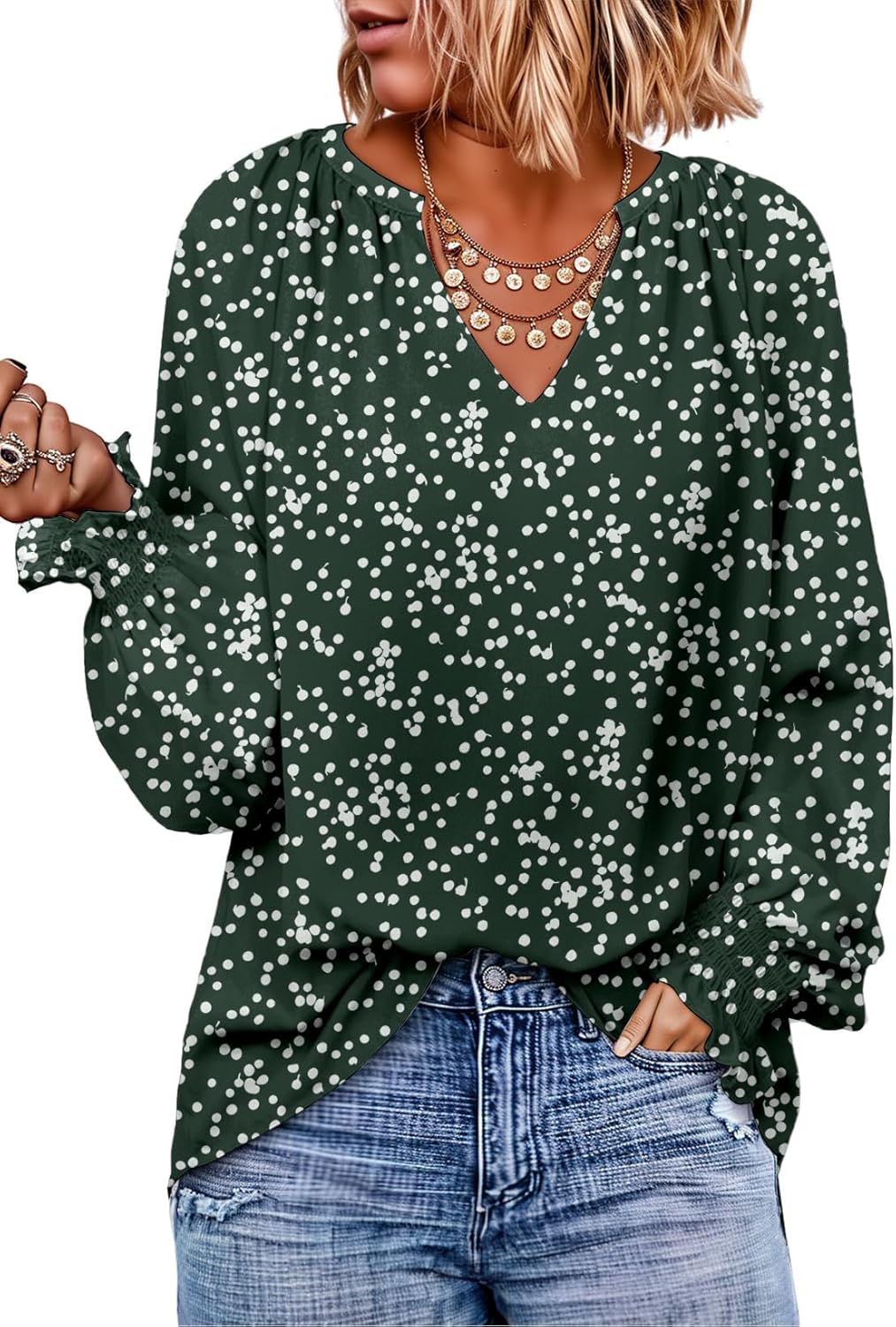 Long Sleeve Chiffon Floral Top Women