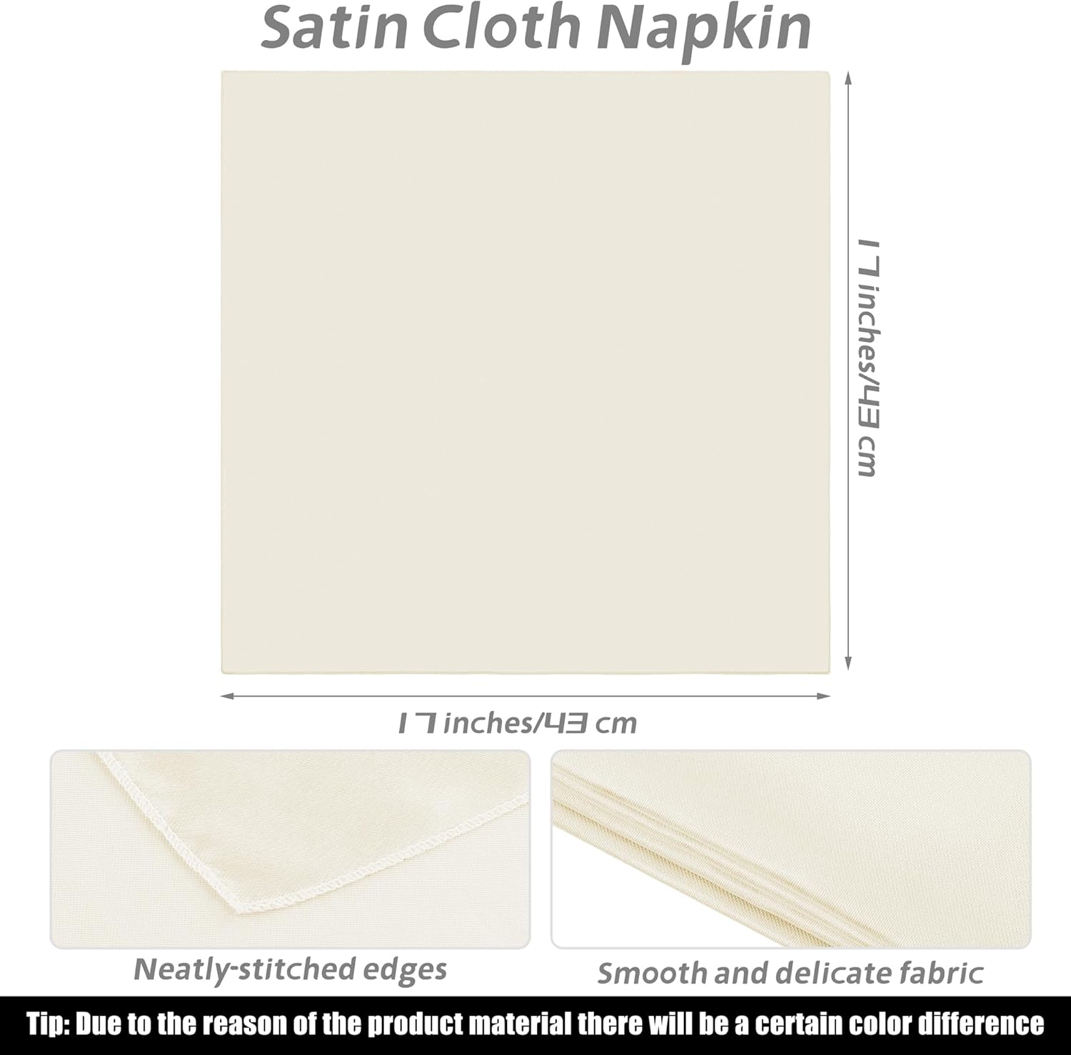 MCEAST Satin Cloth Napkins and Napkin Rings Set