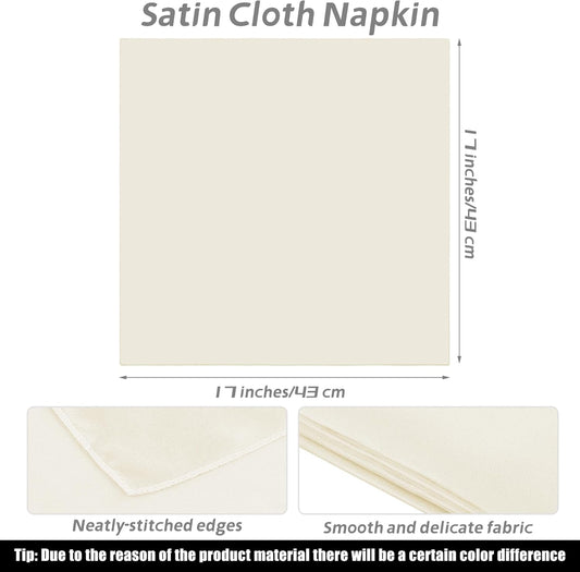 MCEAST Satin Cloth Napkins and Napkin Rings Set