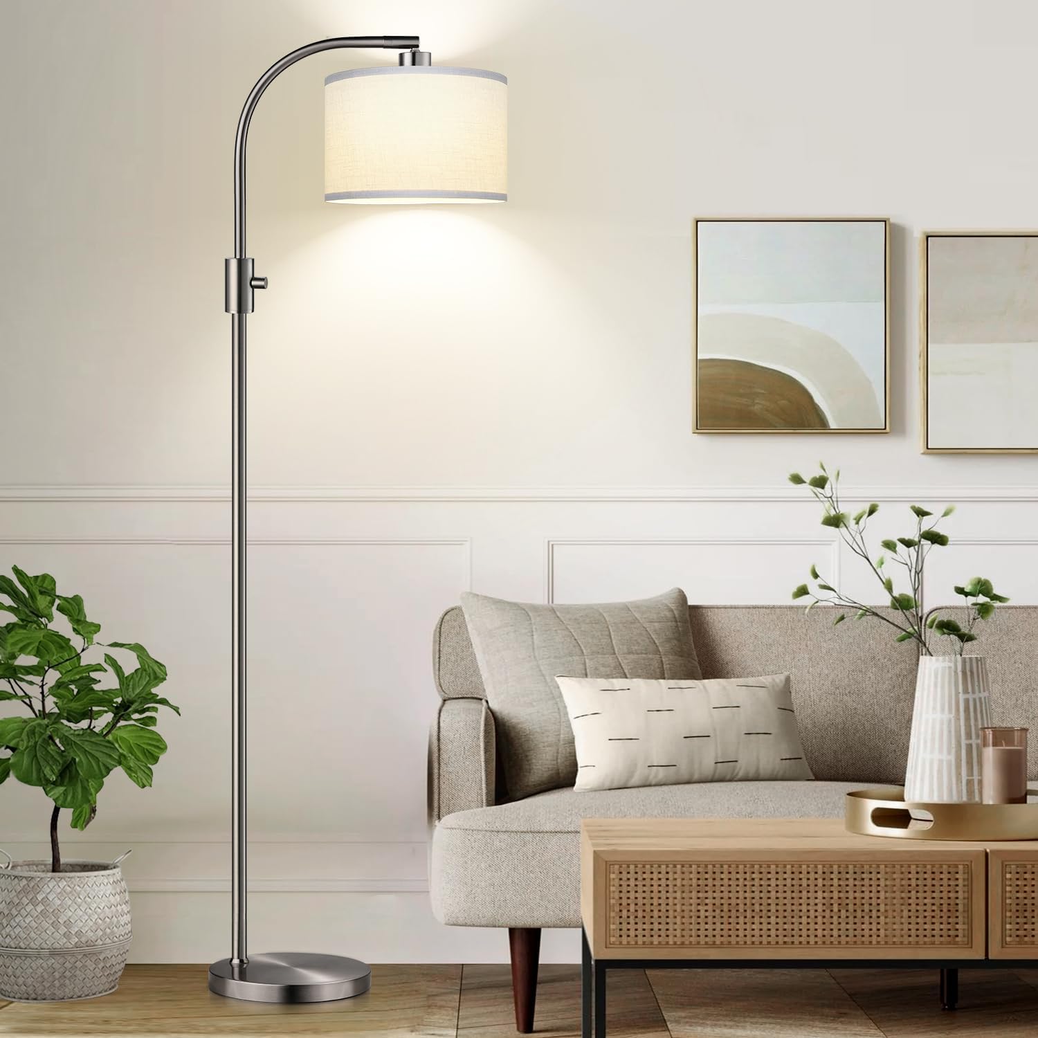 Nintiue Upgraded Modern Arc Dimmable Tall Standing Floor Lamp