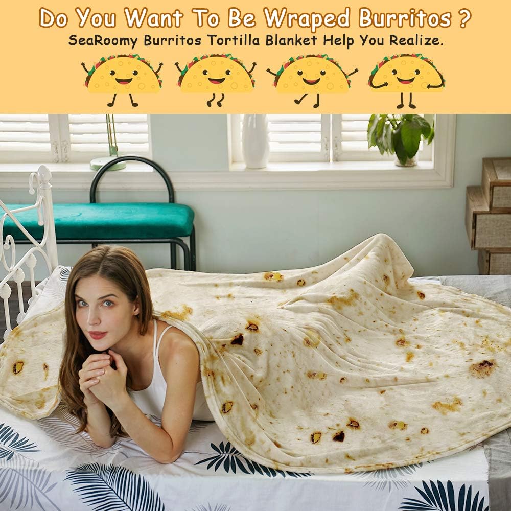 SeaRoomy Burritos Tortilla Realistic Food Wrap Blanket