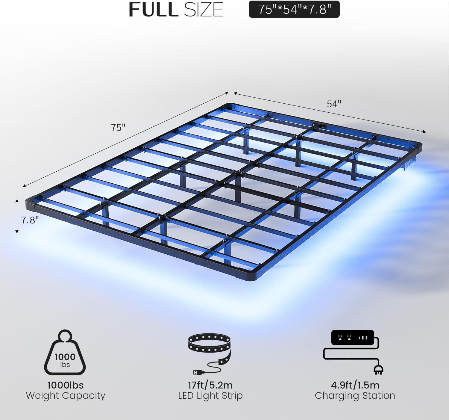 OLEVS Floating Bed Frame Full Size with Smart LED Lights