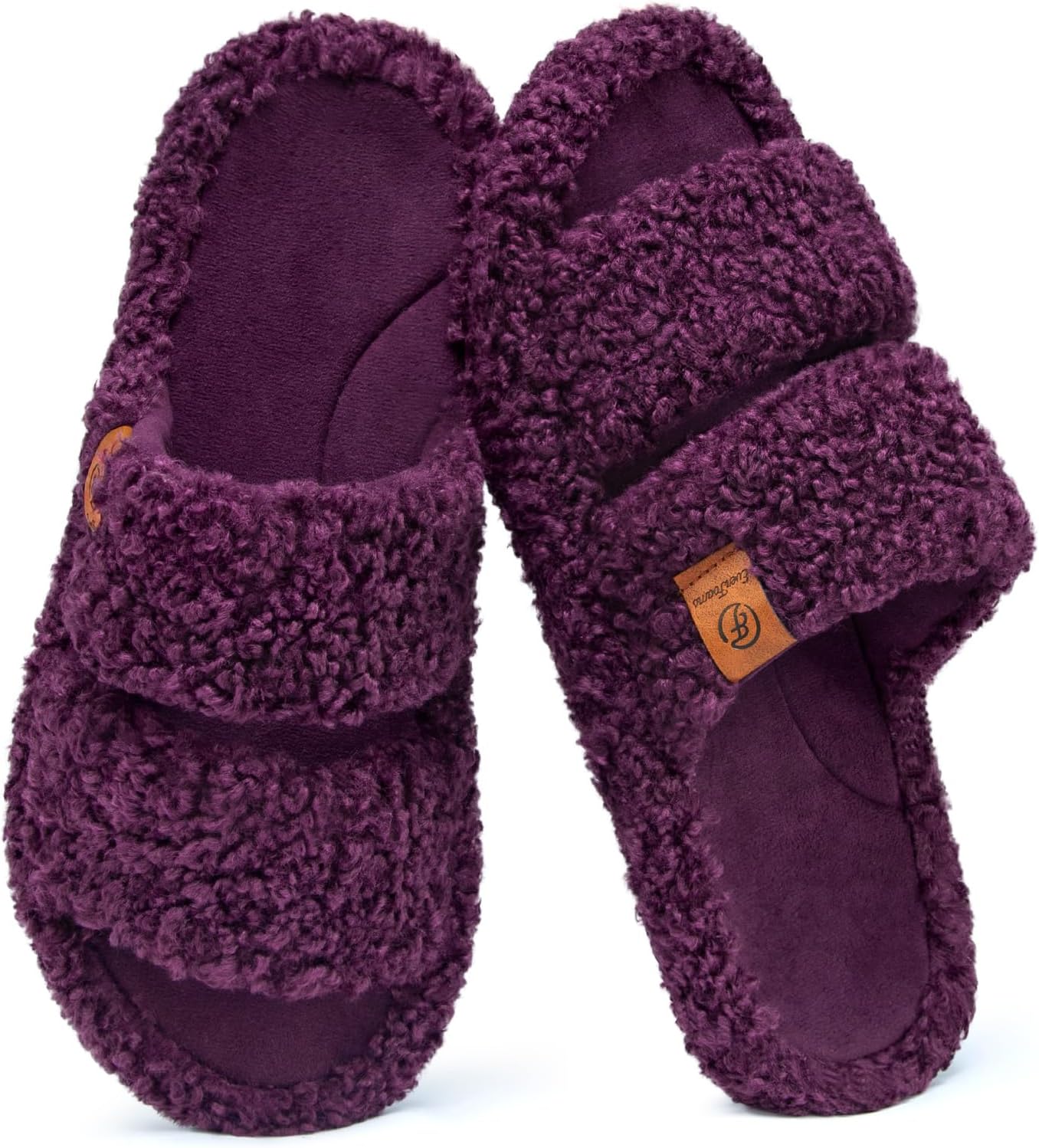 EverFoams Womens Fuzzy Open-toe Slippers