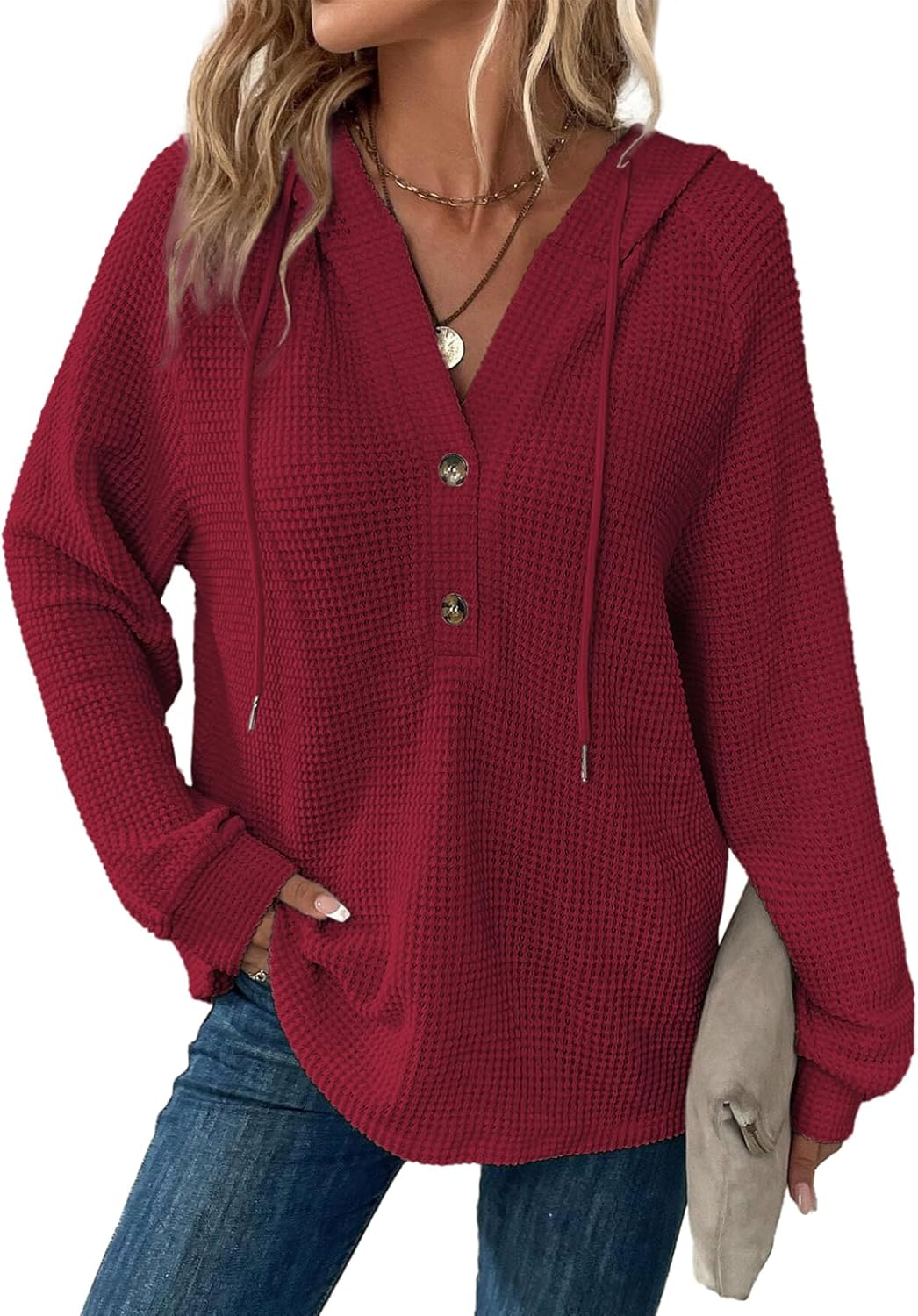 Dokotoo Hoodies for Women Waffle Knit Long Sweatshir