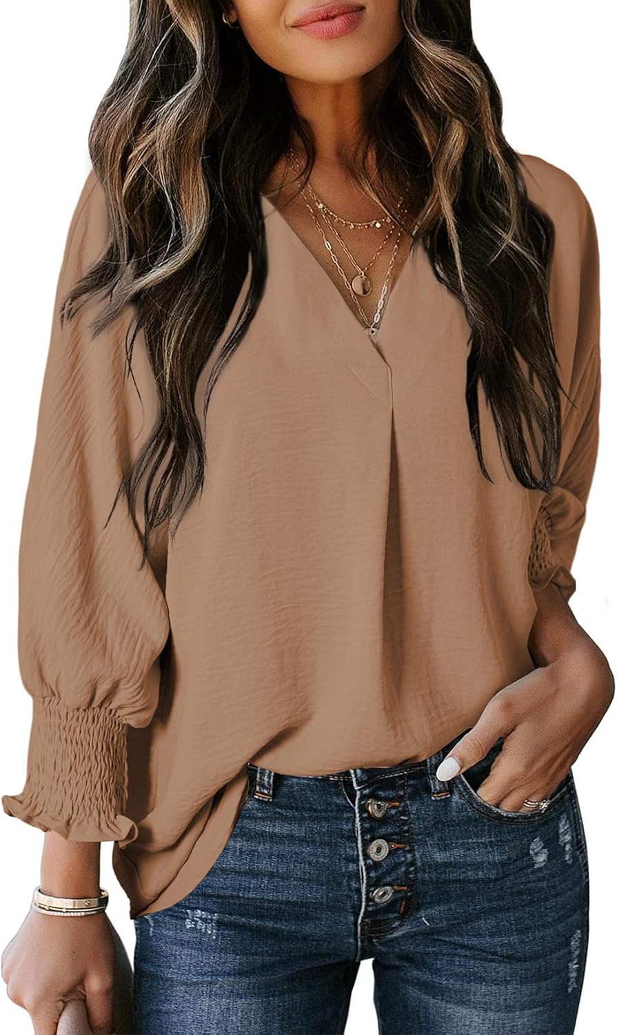 Dokotoo Women Blouses Dressy Casual V Neck