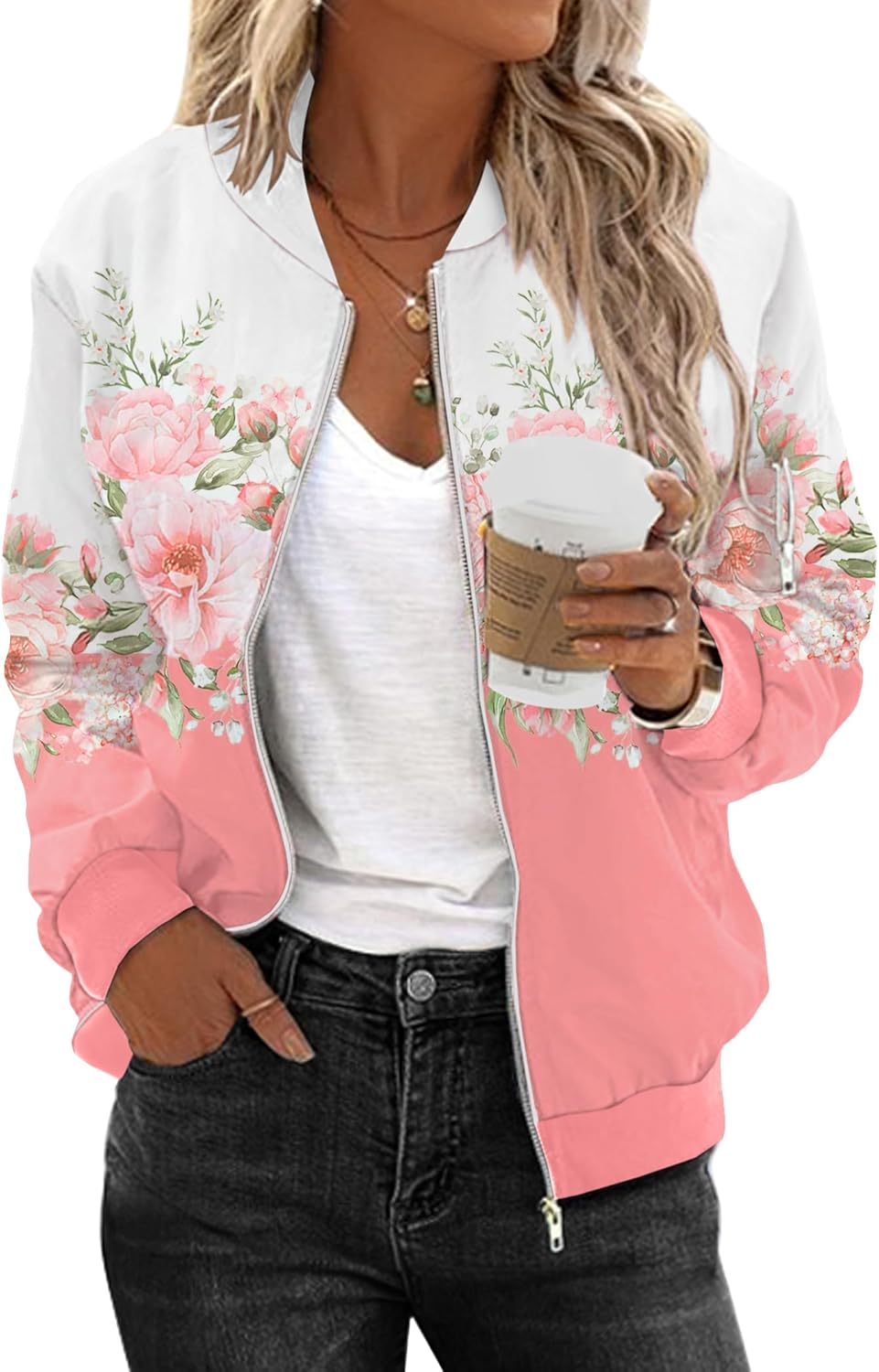 Zeagoo Women's Bomber Jacket Coat Zip