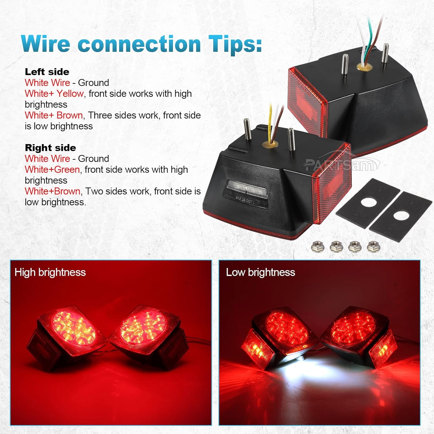 Partsam 12V Submersible LED Trailer Lights