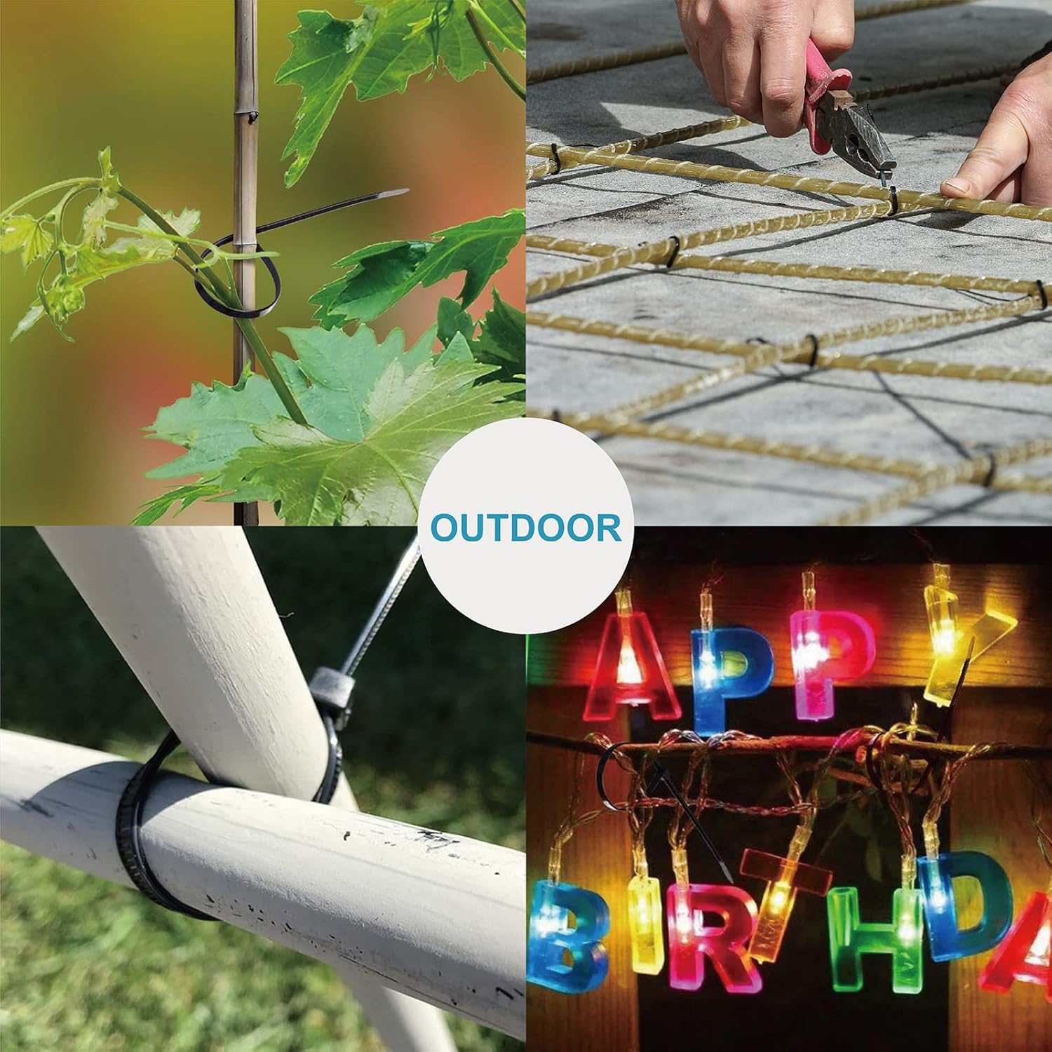 Zip Ties Assorted Sizes(4”+6”+8”+12”), 400 Pack