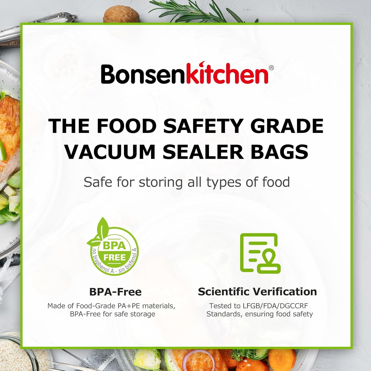 Bonsenkitchen Vacuum Sealer Bags Food Storage Rolls