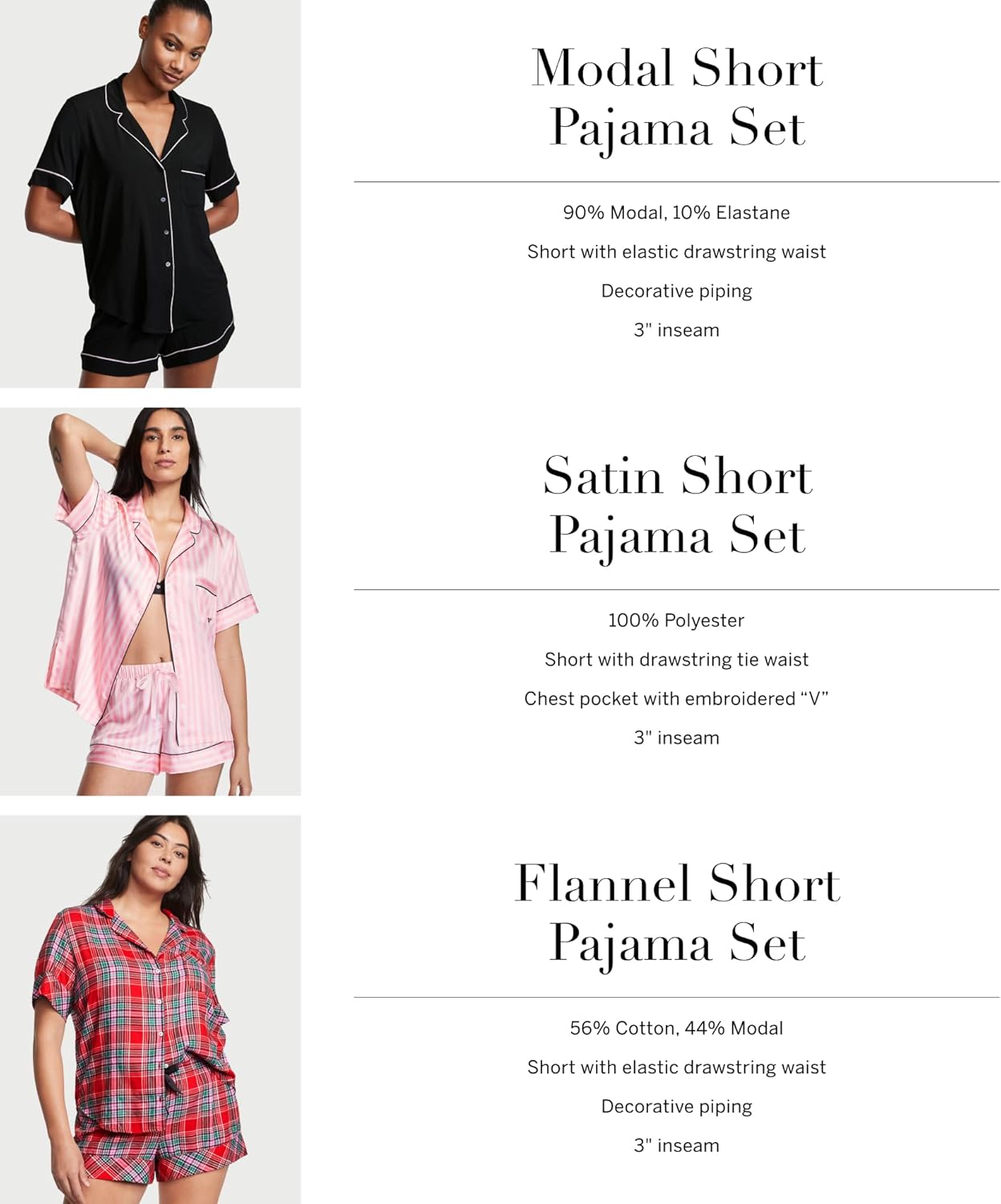 Victoria's Secret Satin Pajama Set Short Sleeve Button Down