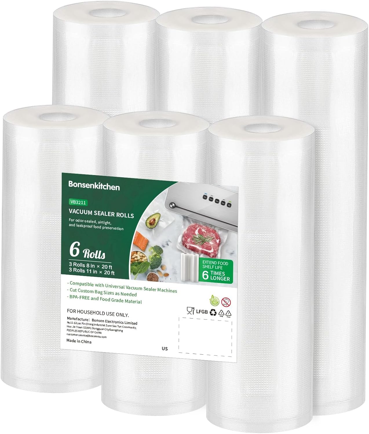 Bonsenkitchen Vacuum Sealer Bags Food Storage Rolls