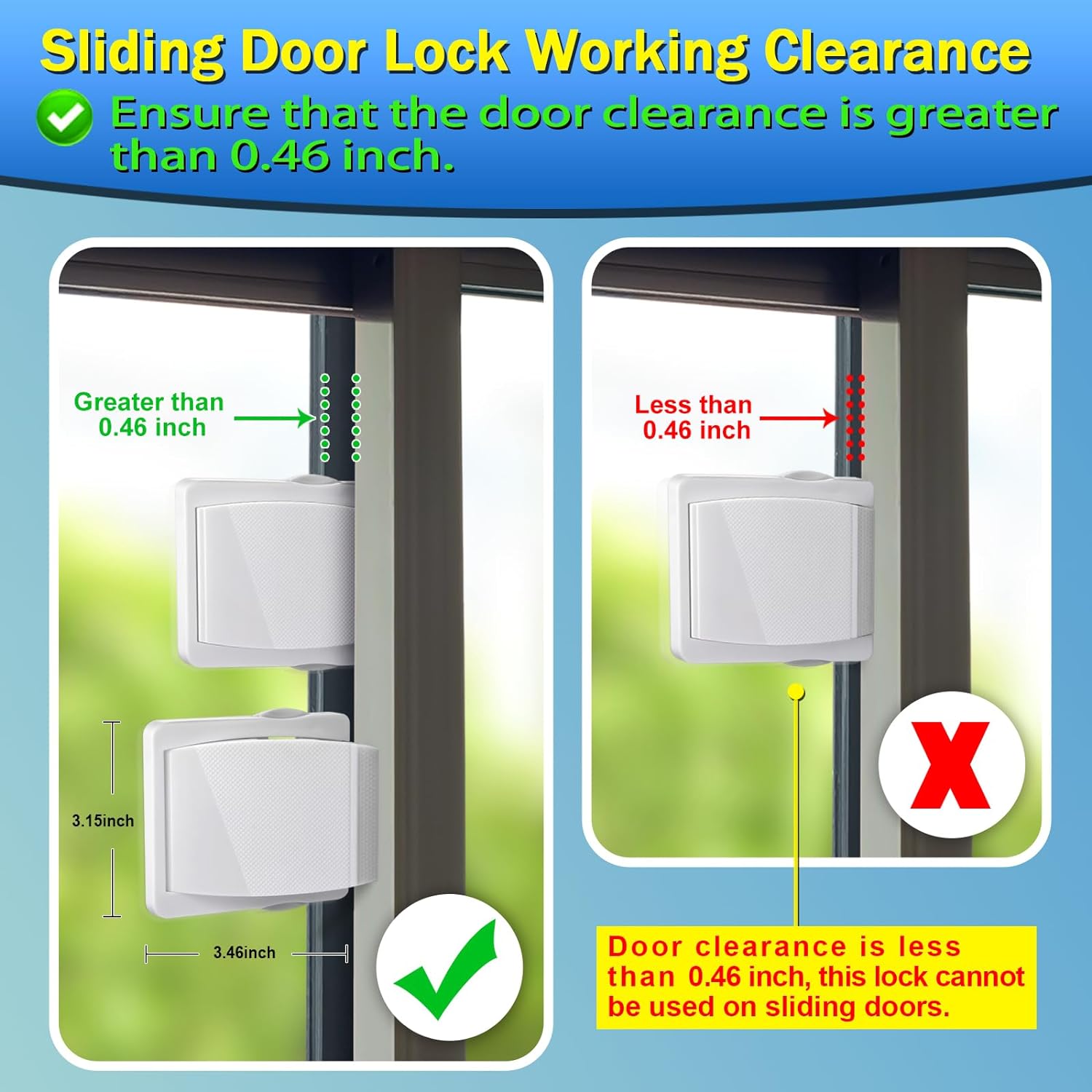 Sliding Door Lock 2 Pack Child Safety Sliding Glass