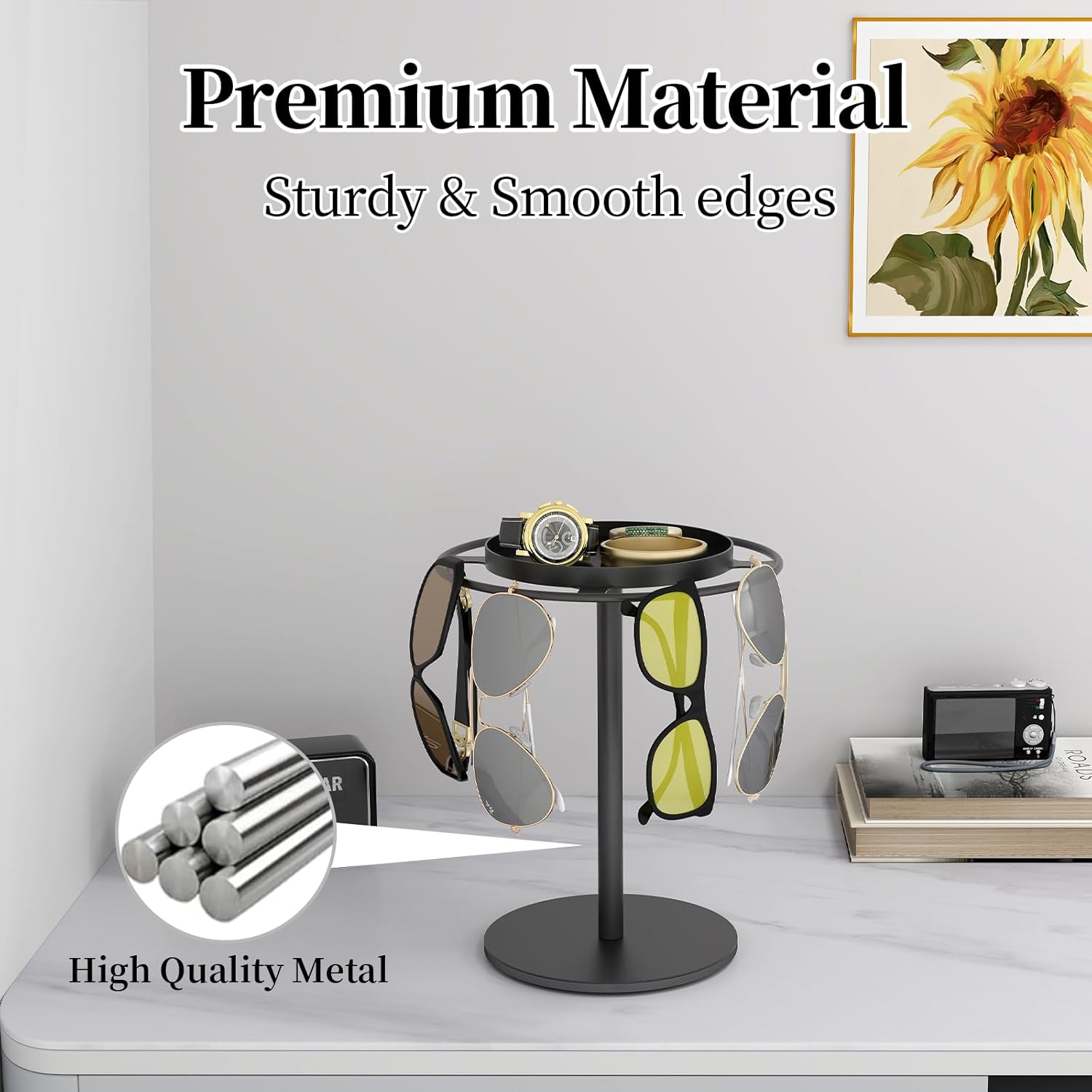 LSK Metal Sunglasses Holder Stand with Storgae Tray