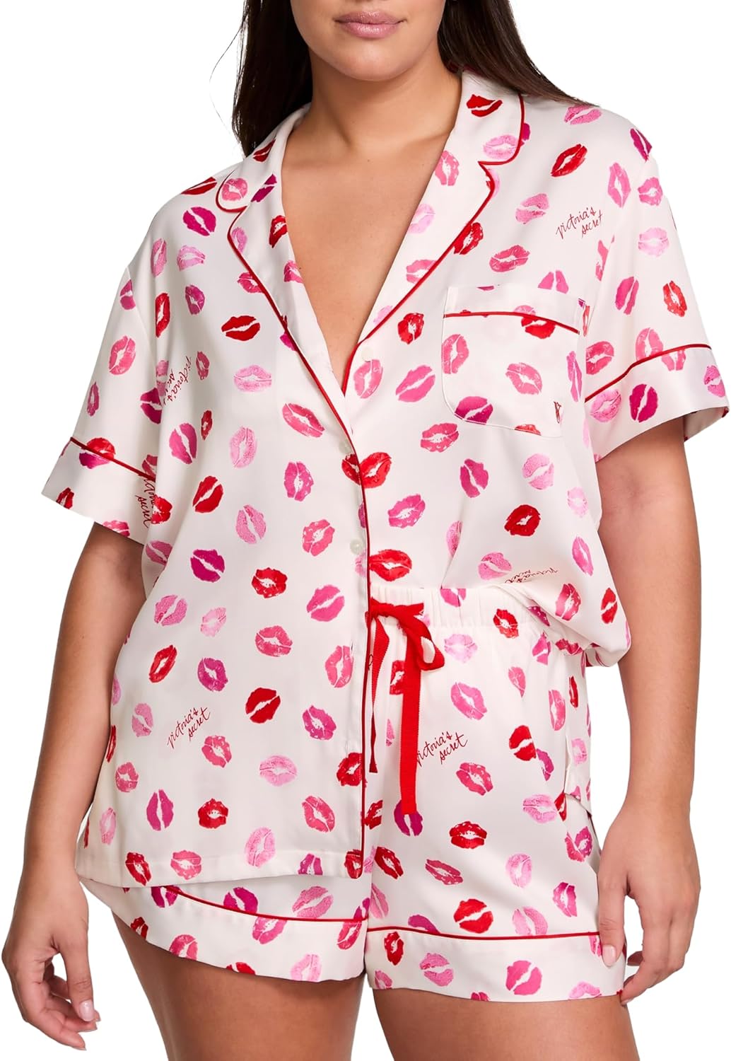 Victoria's Secret Satin Pajama Set Short Sleeve Button Down