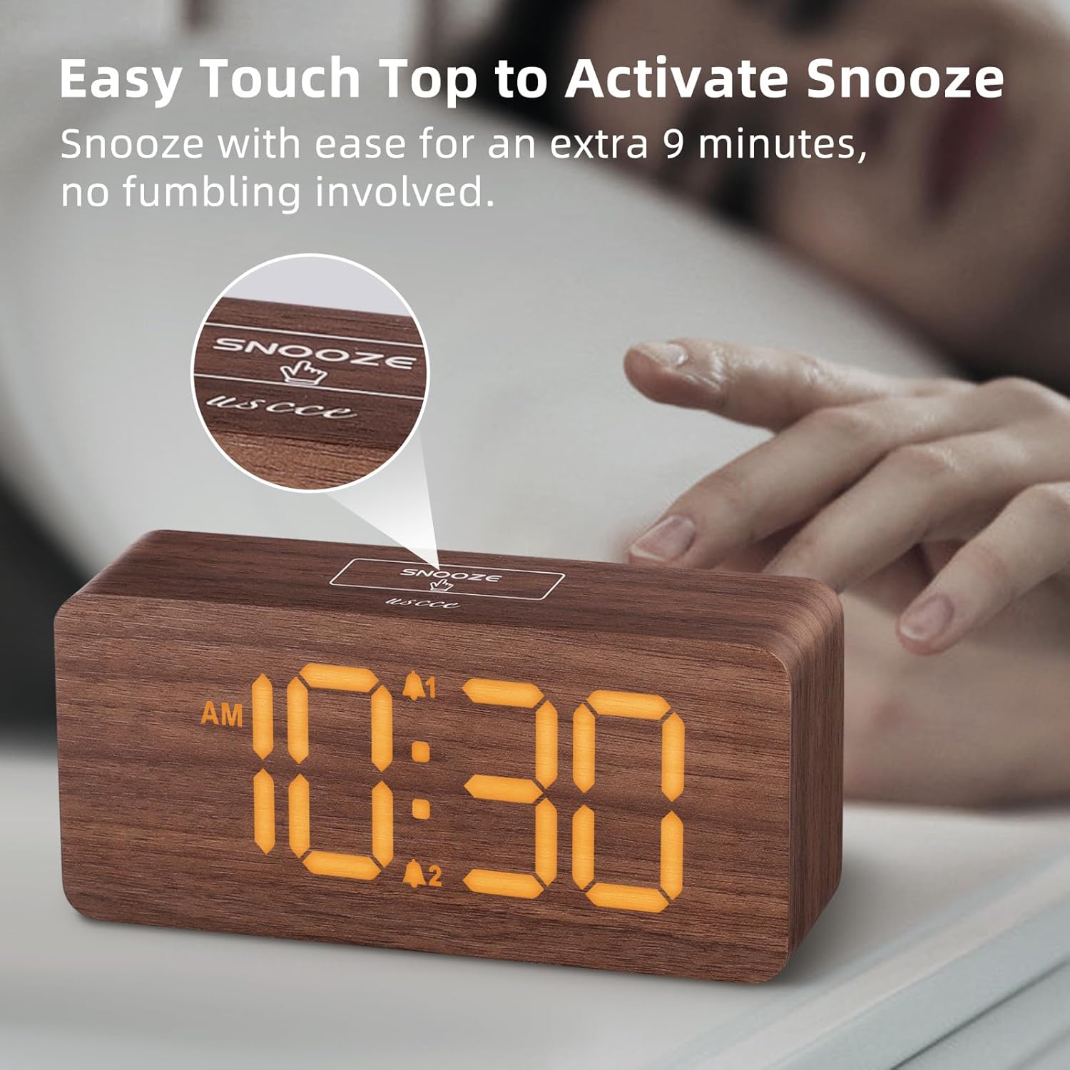 Uscce Wooden Digital Alarm Clocks for Bedrooms