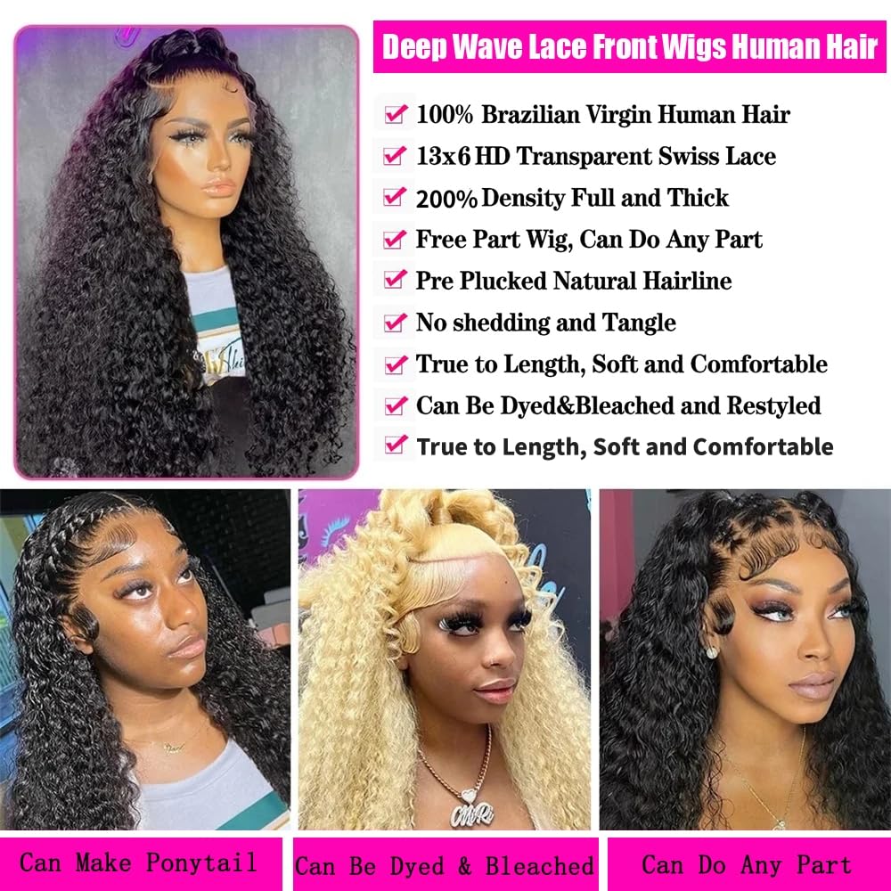 JTMMP 26" Deep Wave Lace Front Wig