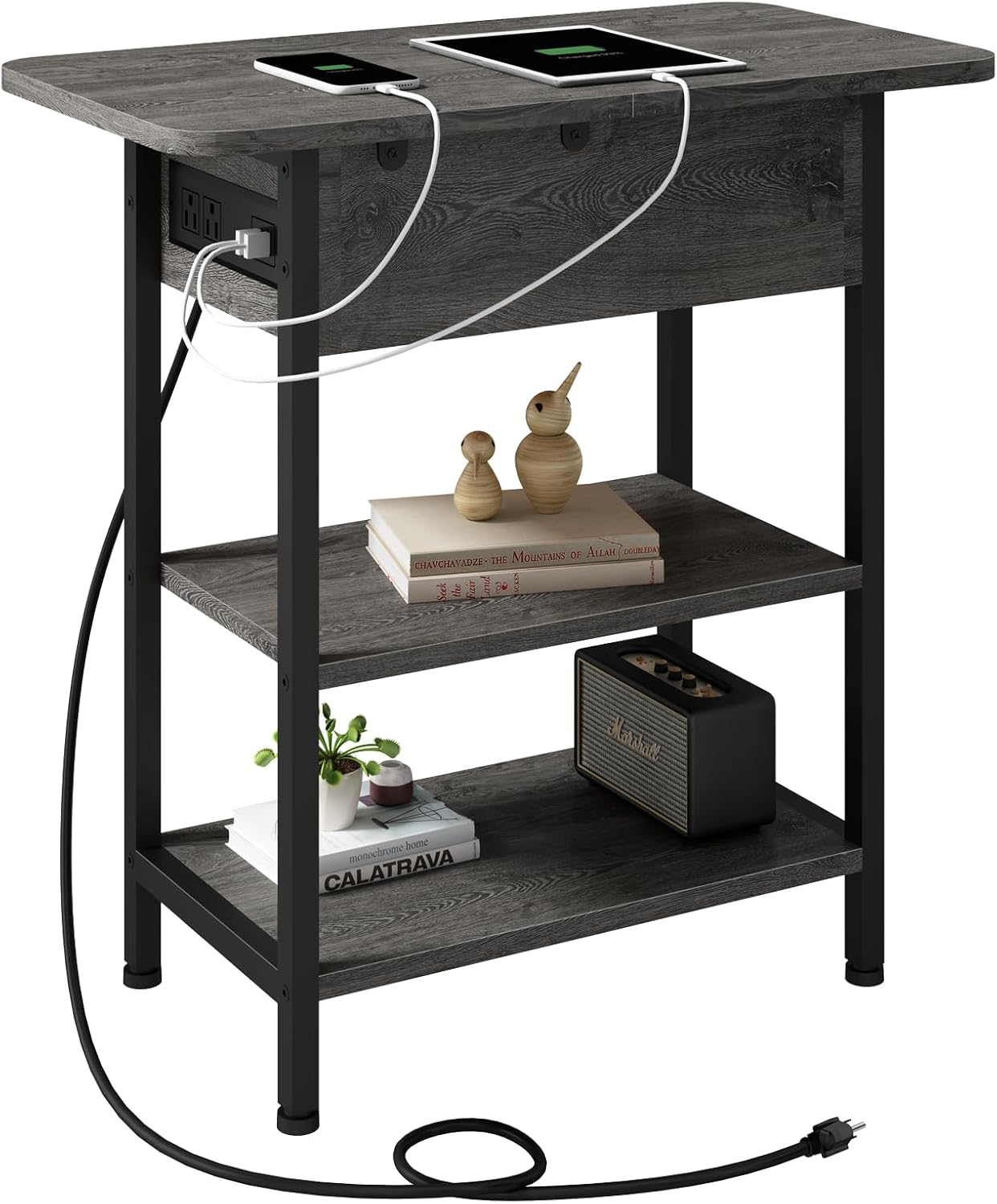 LIDYUK End Table with Charging Station