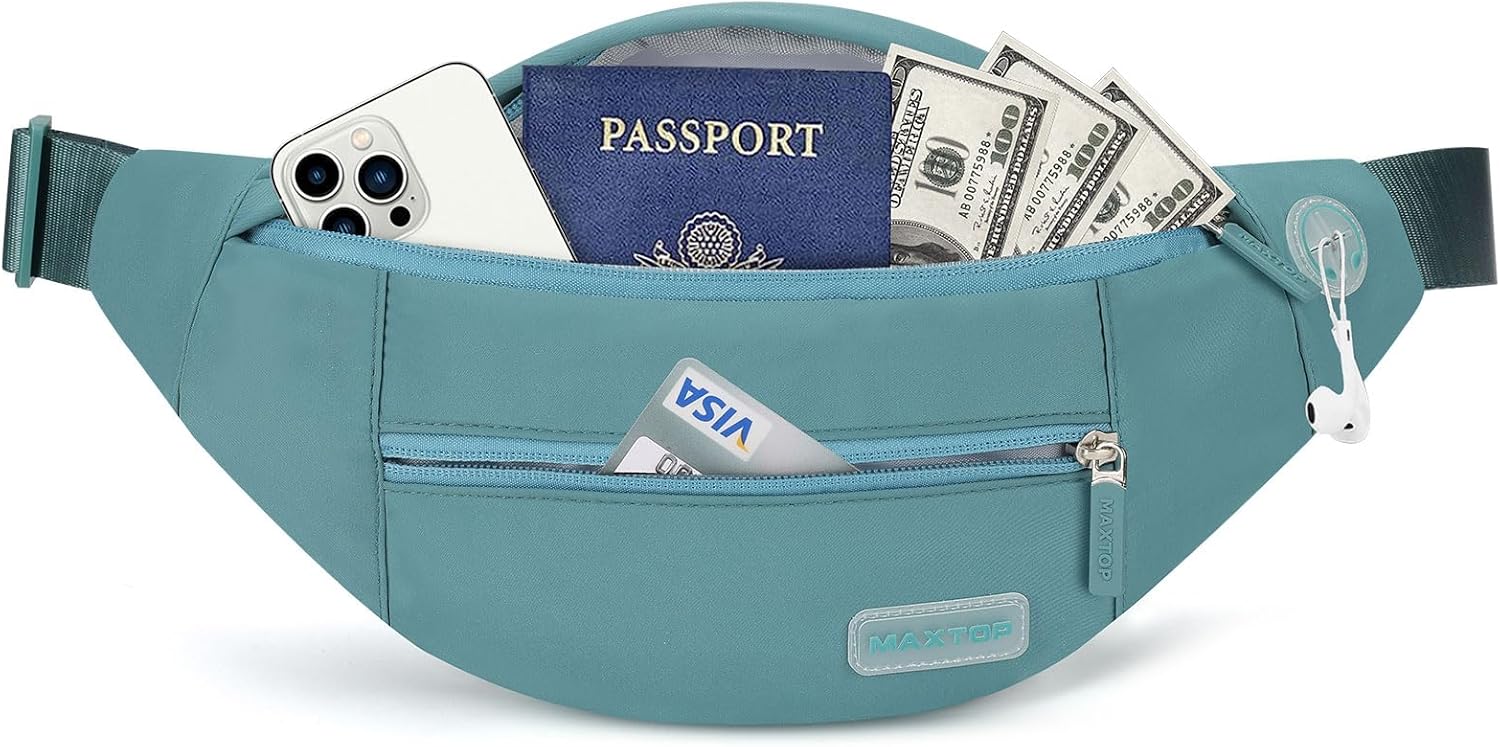 MAXTOP Large Crossbody Fanny Pack with 4-Zipper Pockets