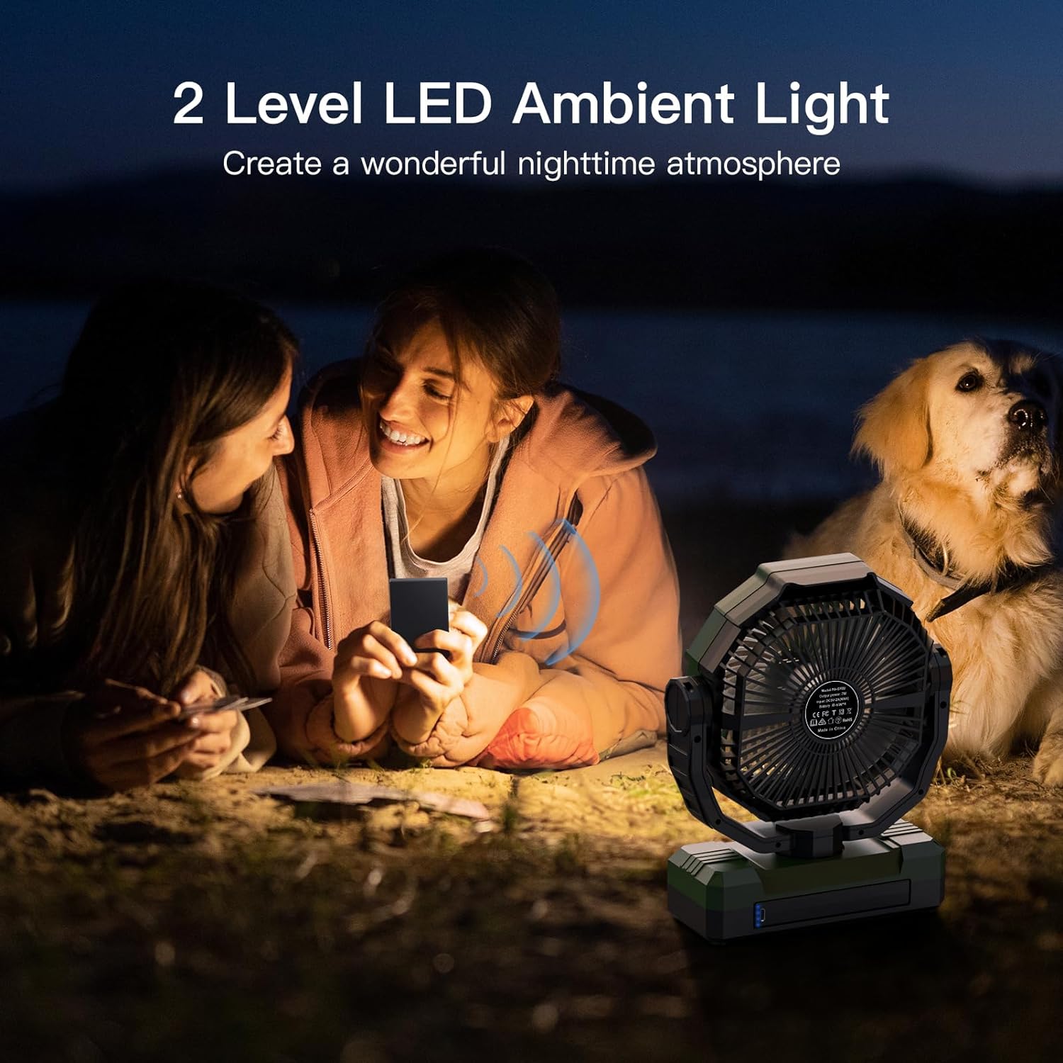 FRIZCOL 3-in-1 Camping Fan Rechargeable