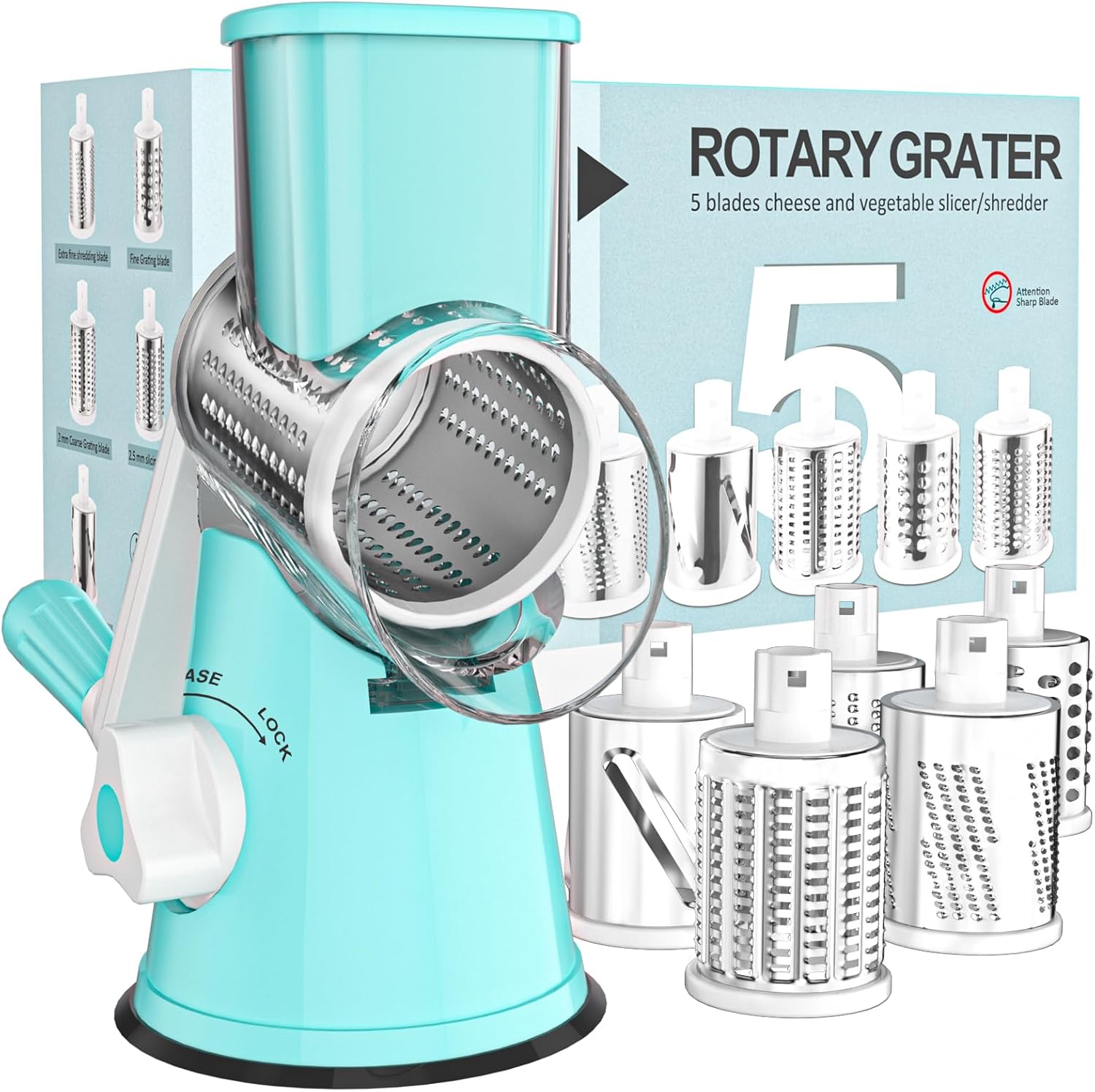 Cambom Rotary Cheese Grater Hand Crank Cheese Shredder for Fresh Cheese