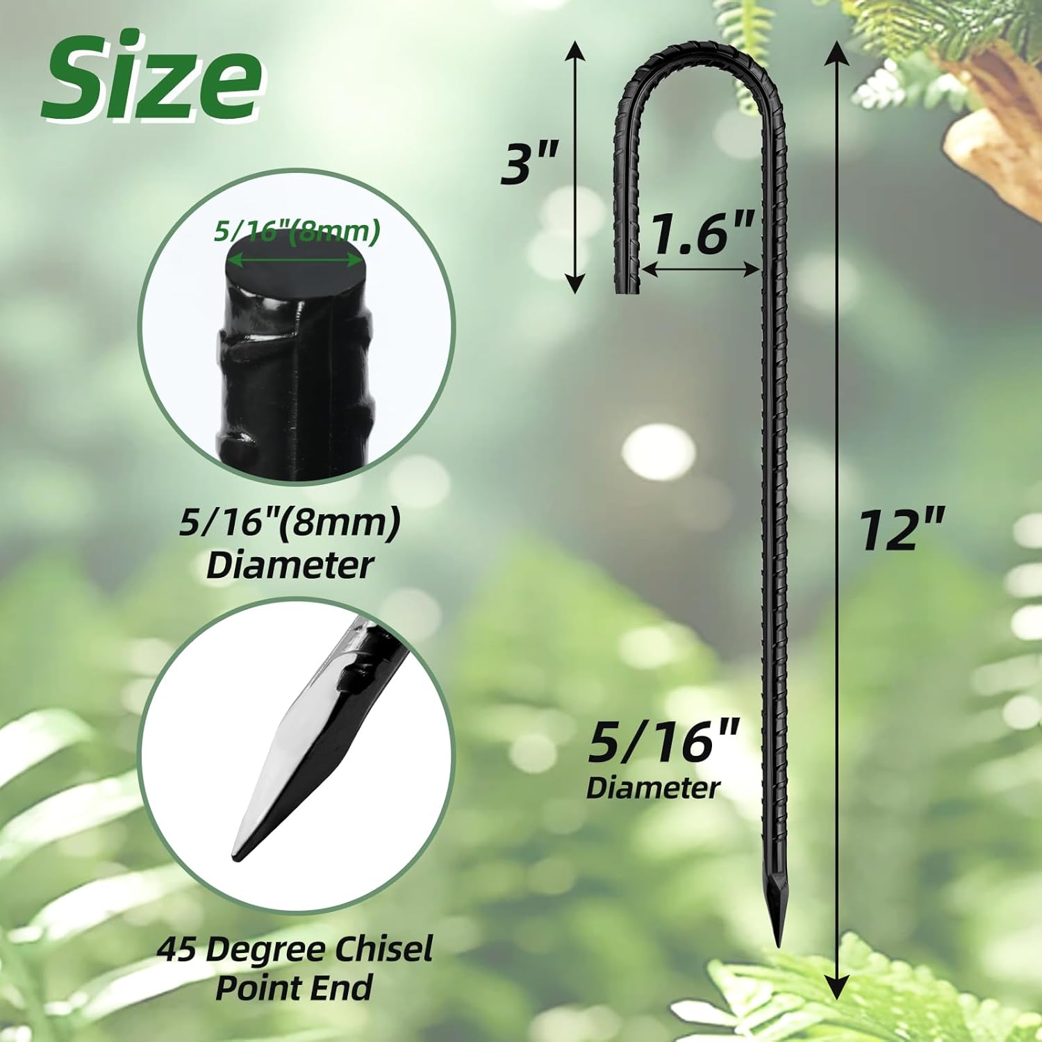 12 Inch Rebar Stakes J Hook Ground Stakes