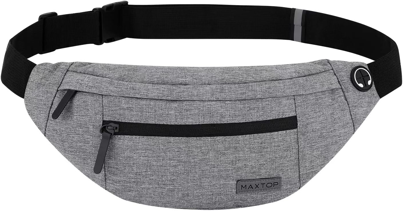 MAXTOP Large Crossbody Fanny Pack with 4-Zipper Pockets
