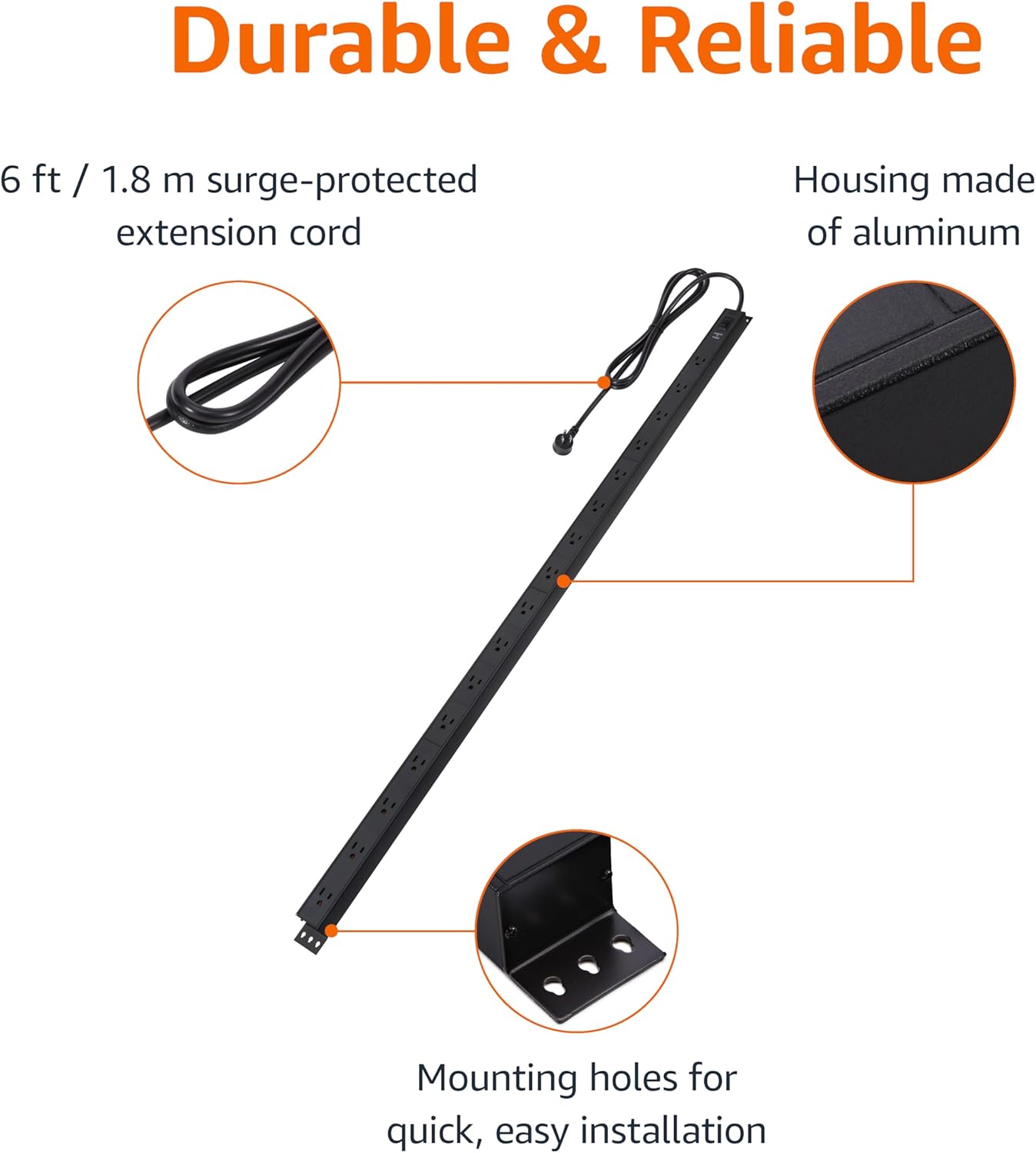 Surge Protector Power Strip, 16 Outlet, Heavy Duty