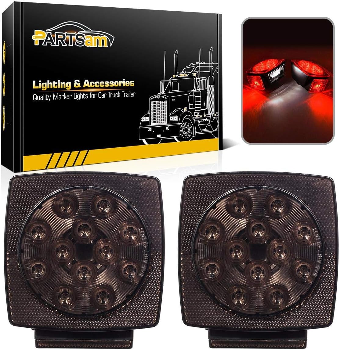 Partsam 12V Submersible LED Trailer Lights