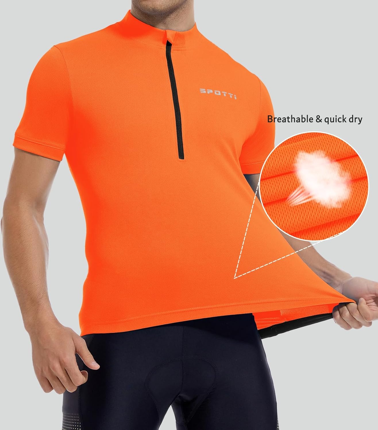Spotti Men's Cycling Bike Jersey Short Sleeve with 3 Rear Pockets