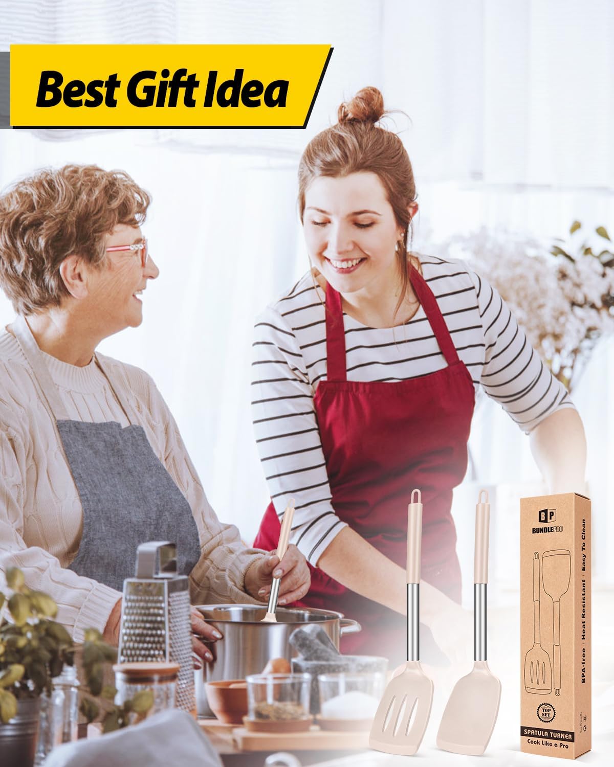 Silicone Solid Turner Non Stick Slotted Kitchen