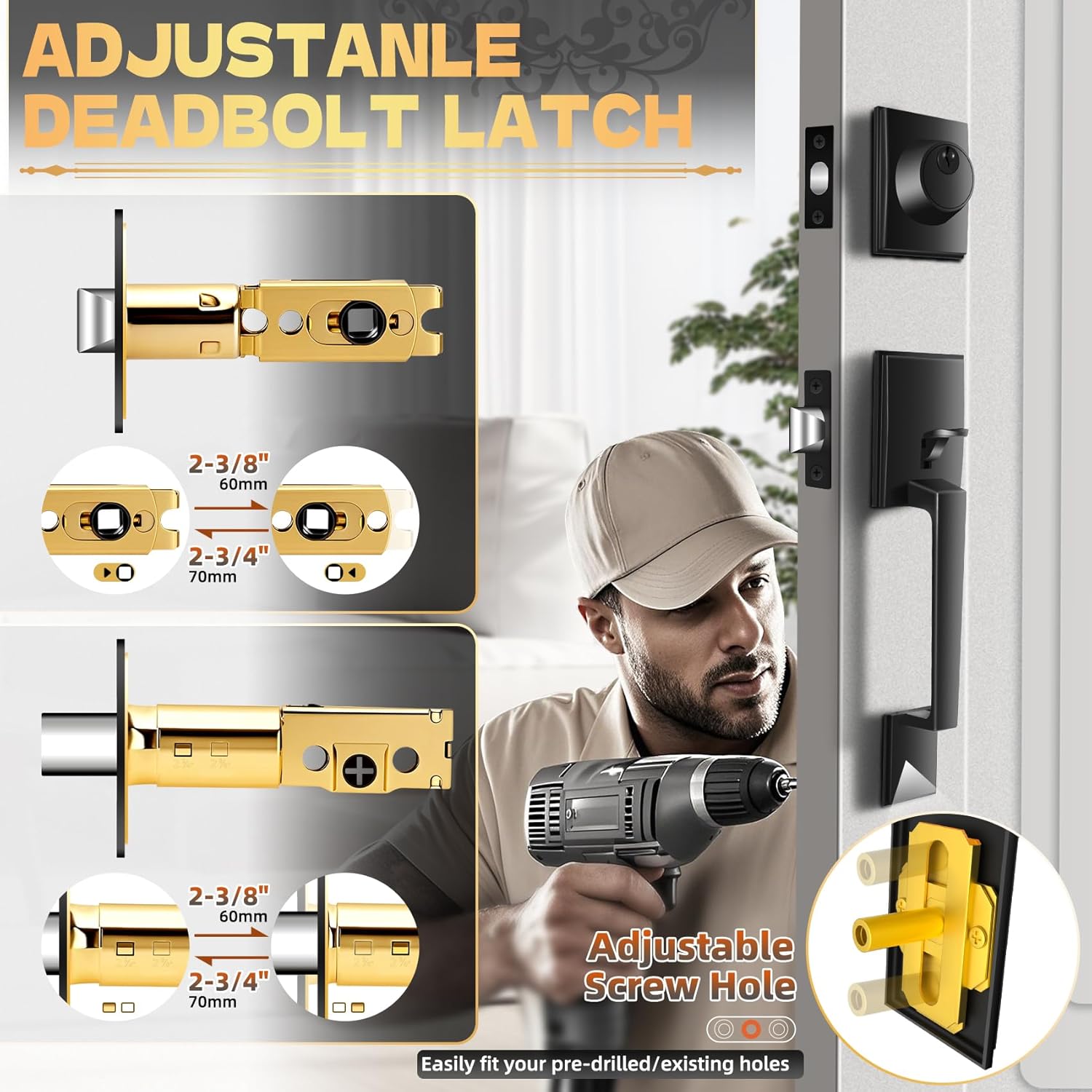 Azdele Front Door Handle and Deadbolt Set Front Door Lock Set