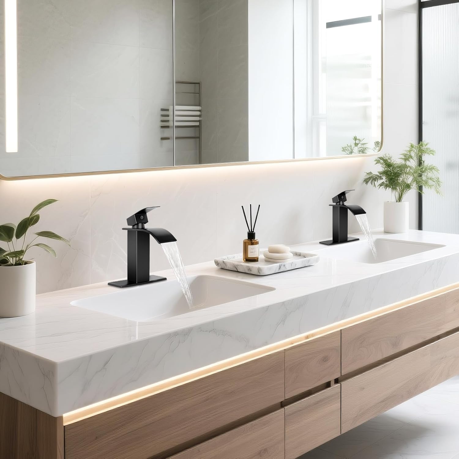 Matte Black Waterfall Bathroom Faucet
