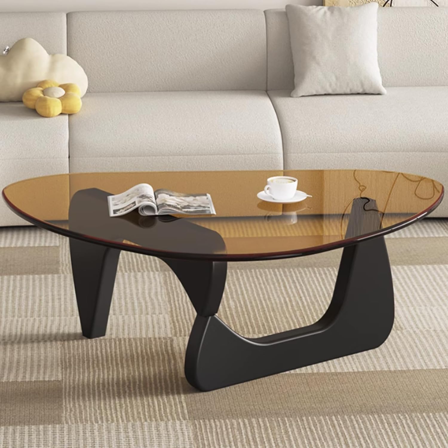 EASYSOUL Modern Glass Coffee Table for Living Room