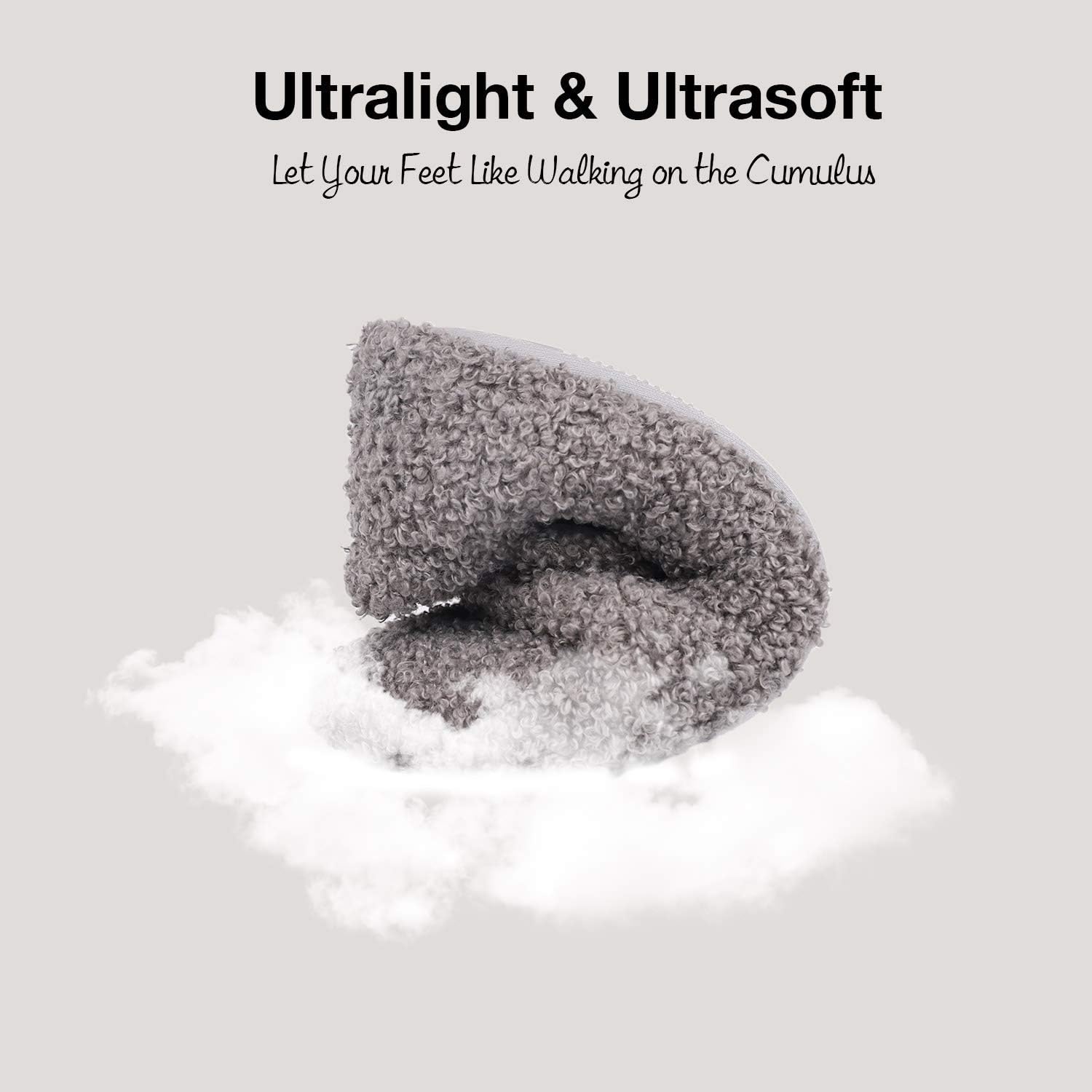 HomeTop Women's Fuzzy Curly Fur Foam Slippers