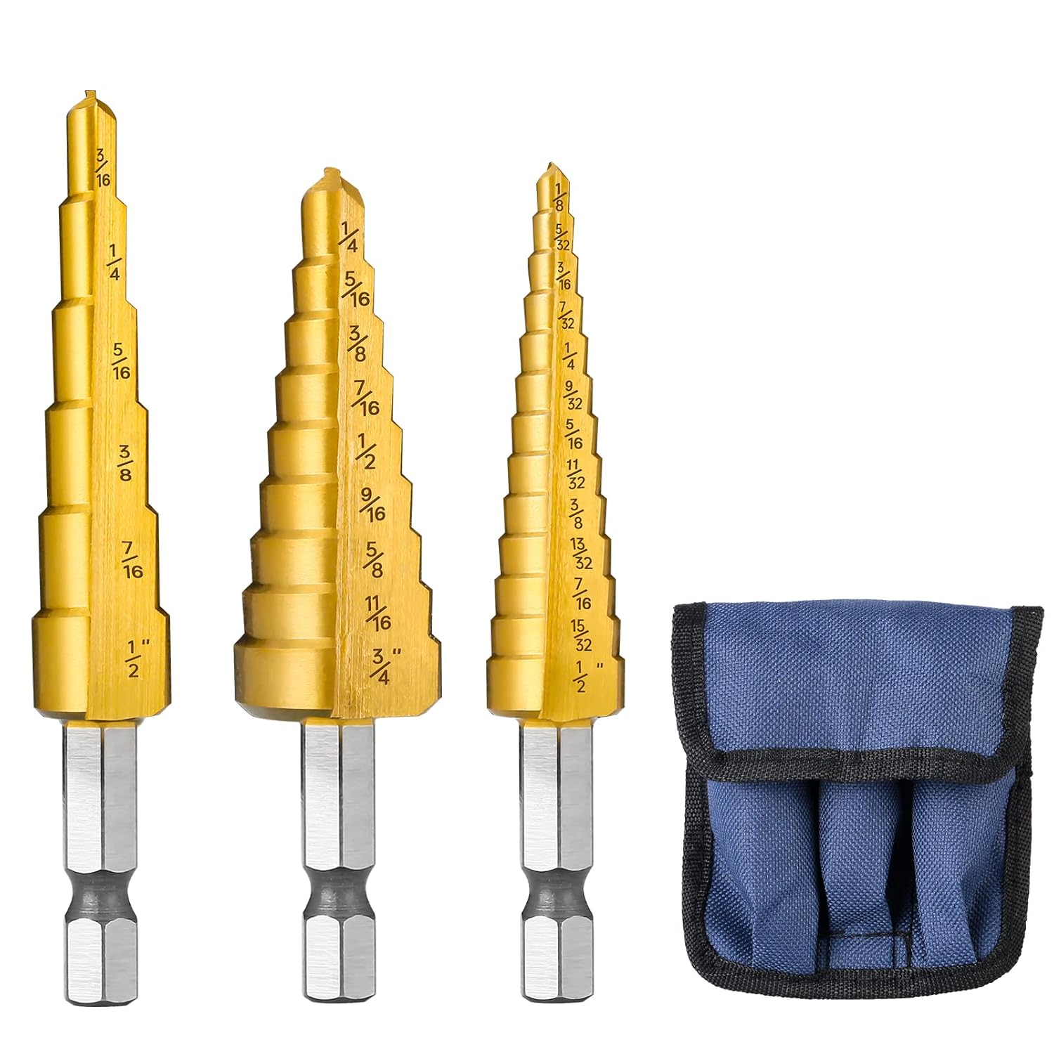 5PCS HSS Titanium Step Drill Bit Set