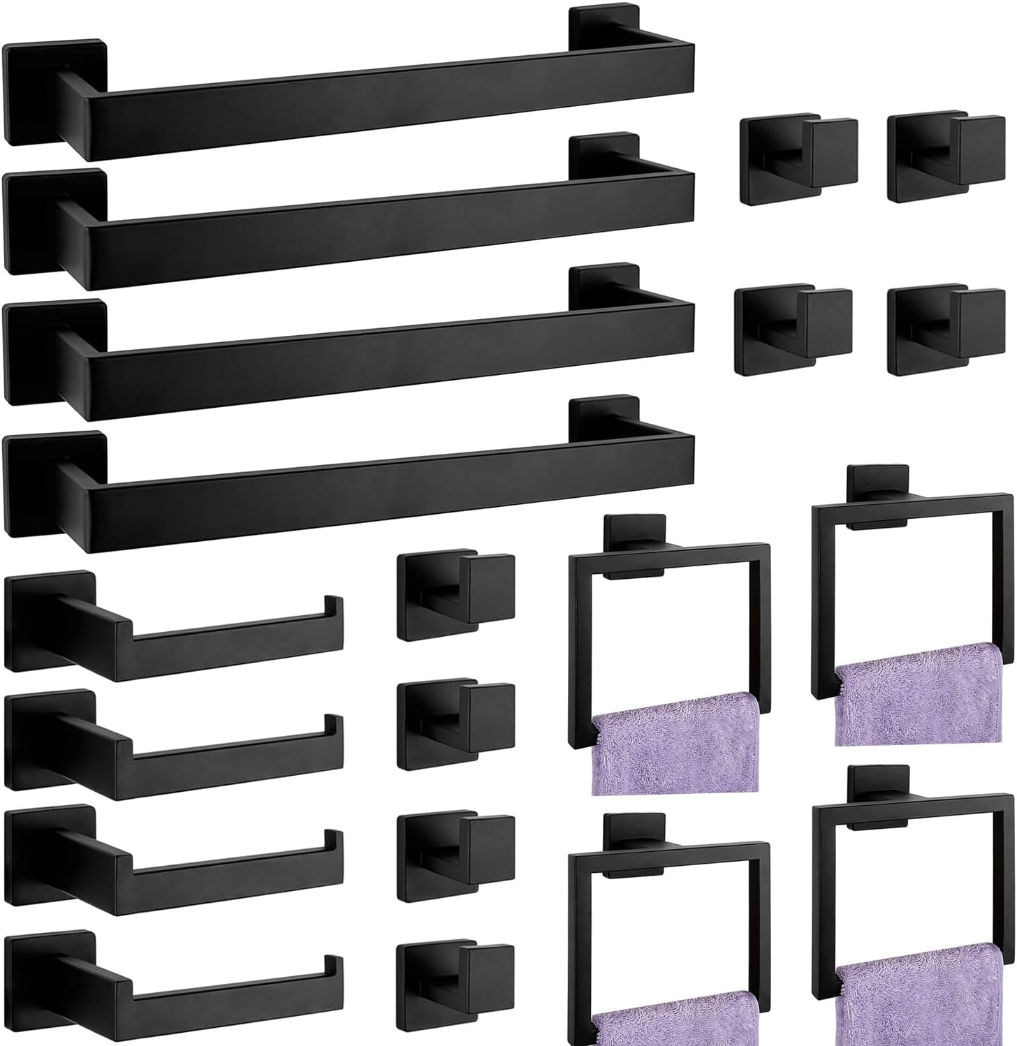 5-Pieces Matte Black Bathroom Hardware Accessories Set