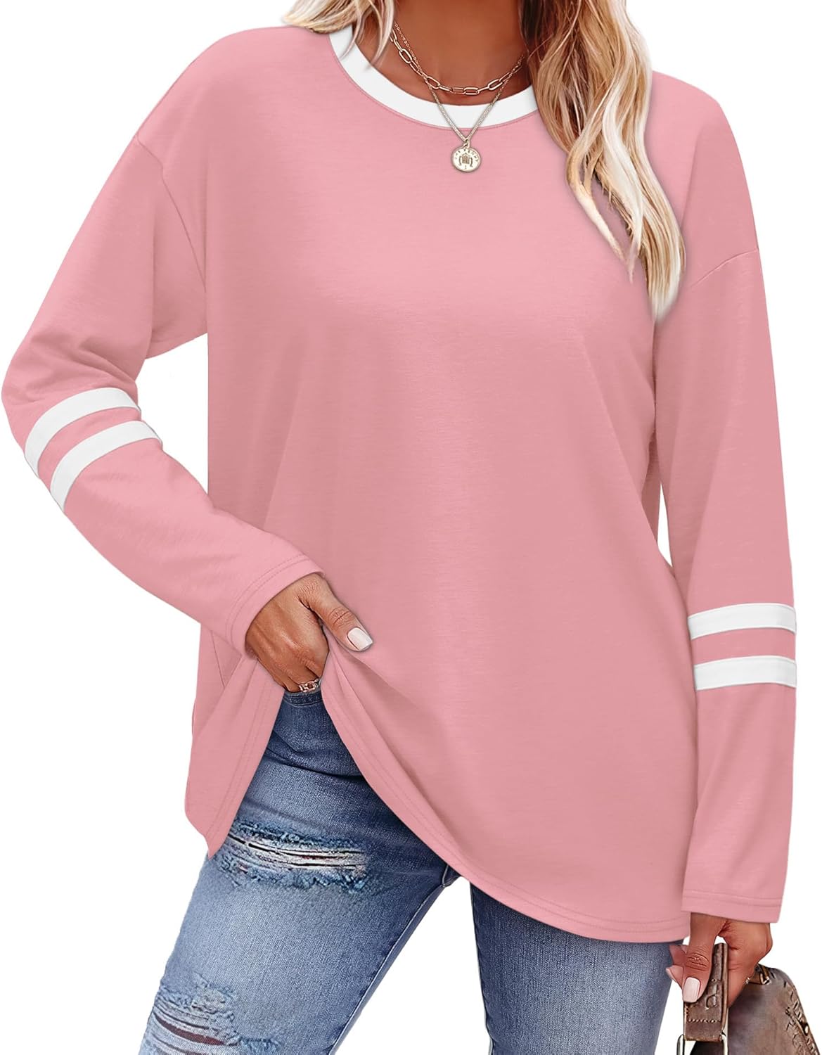 Sampeel Women’s Color Block Long Sleeve Top