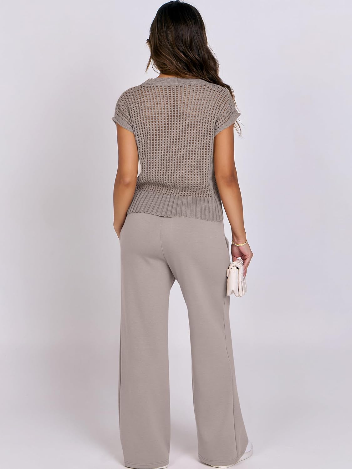 Two Piece Sheer Sweater Pants Set