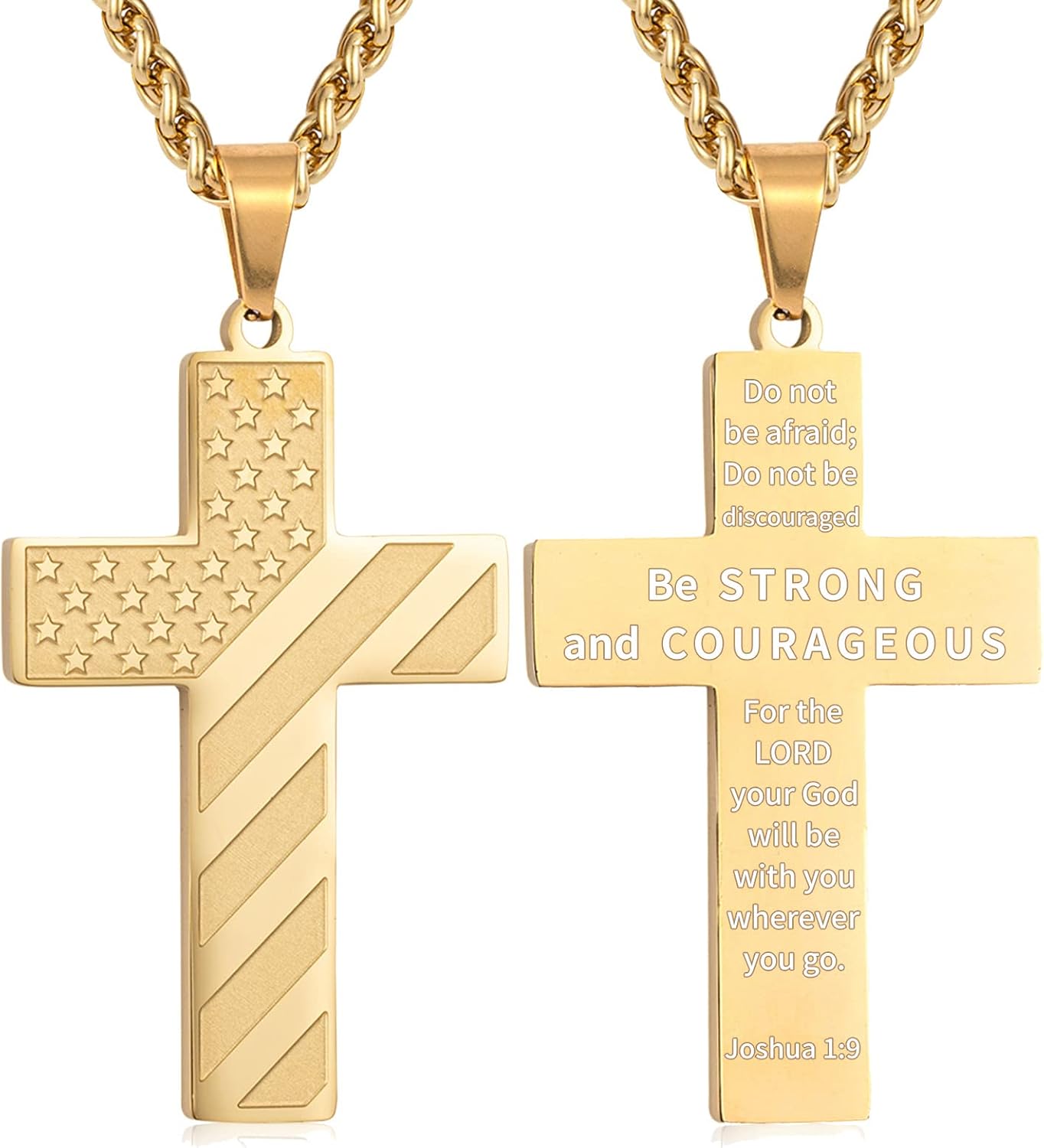 DuoDiner Cross Necklace Bible Verse Stainless Steel